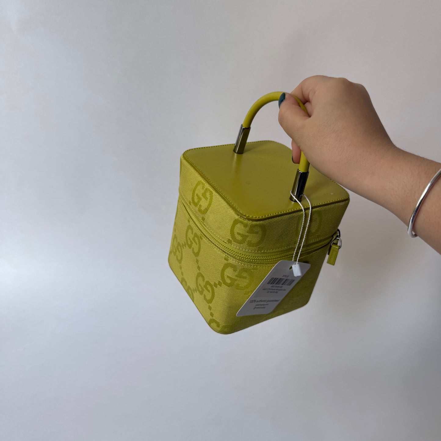 Gucci Chartreuse Monogram Box Top Handle Bag