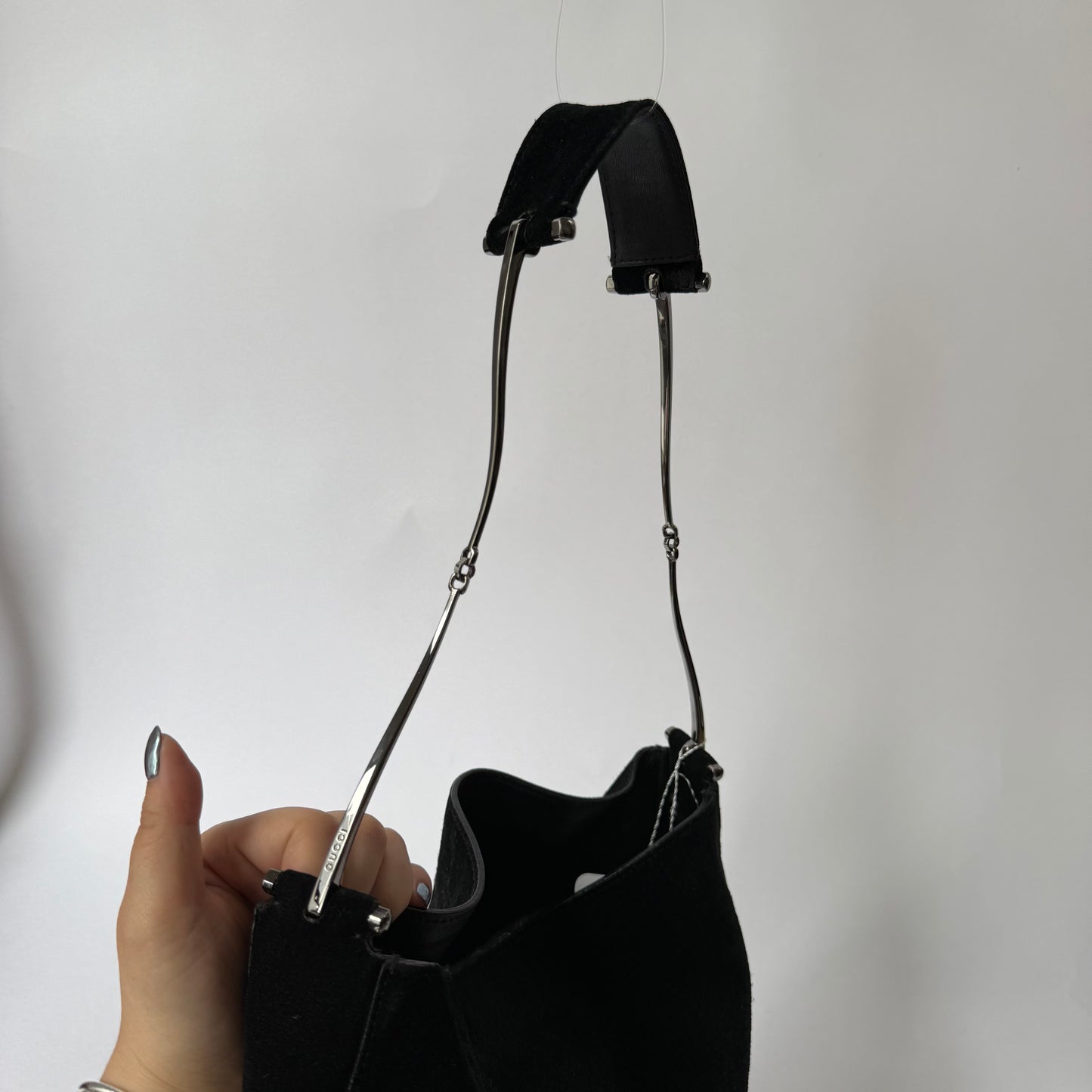 Gucci Black Suede Horsebit Shoulder Bag w/ Pouch