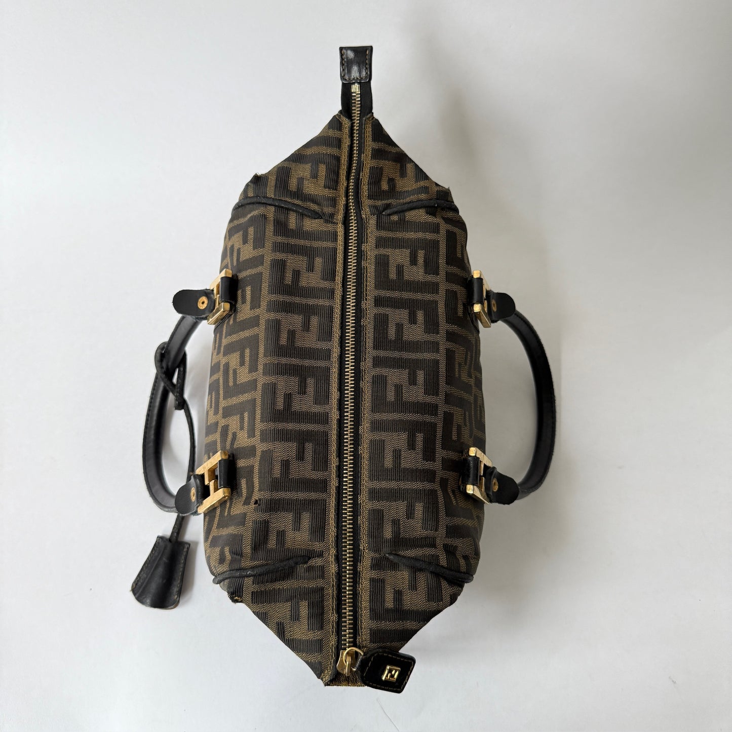 Fendi Brown Zucca Canvas Clip Top Tote Bag