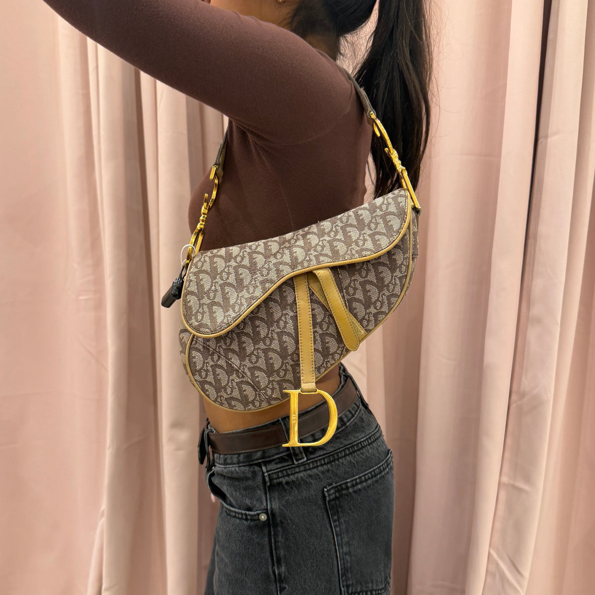 Christian Dior Love Brown Monogram Saddle