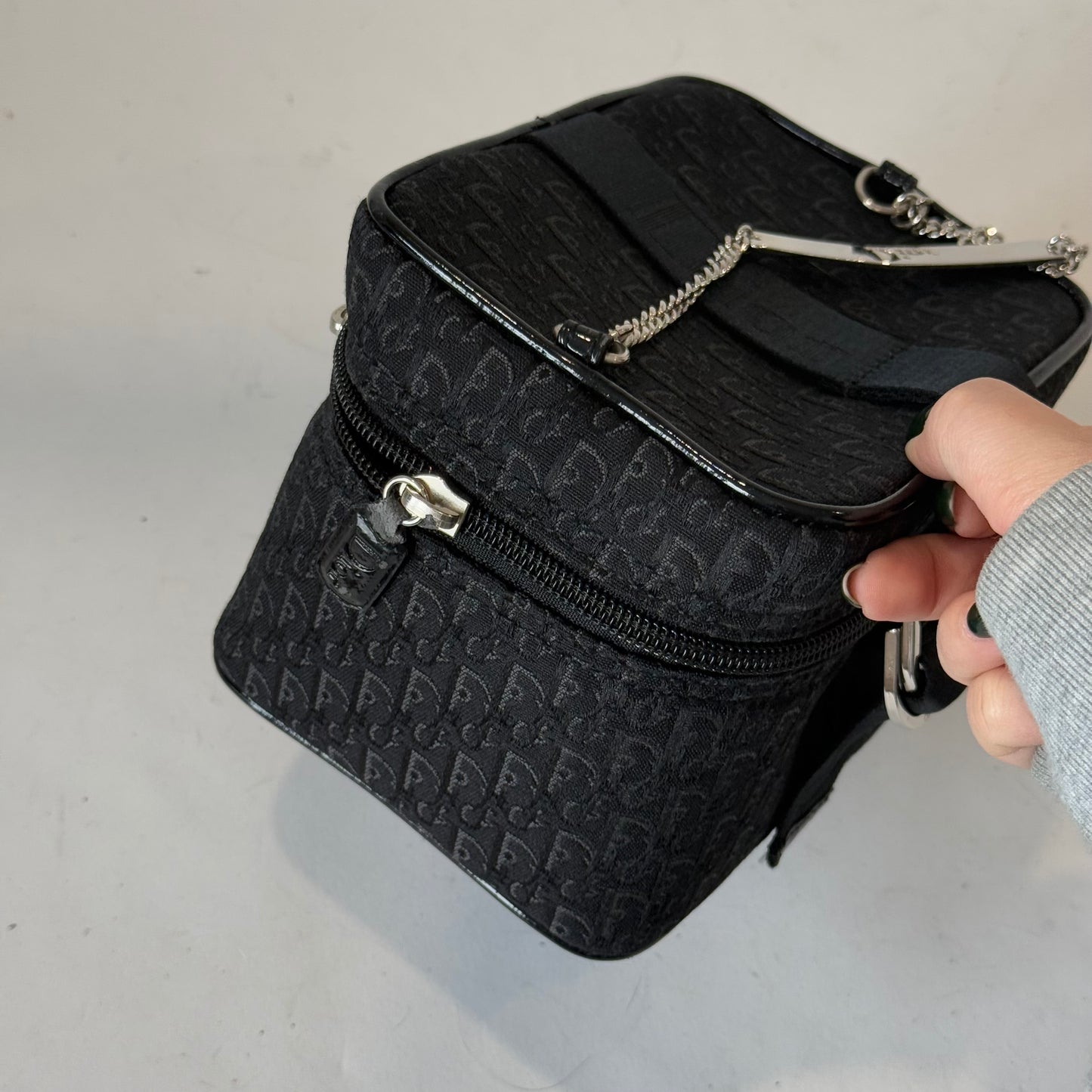 Christian Dior Black Trotter Vanity Top Handle Chain Bag