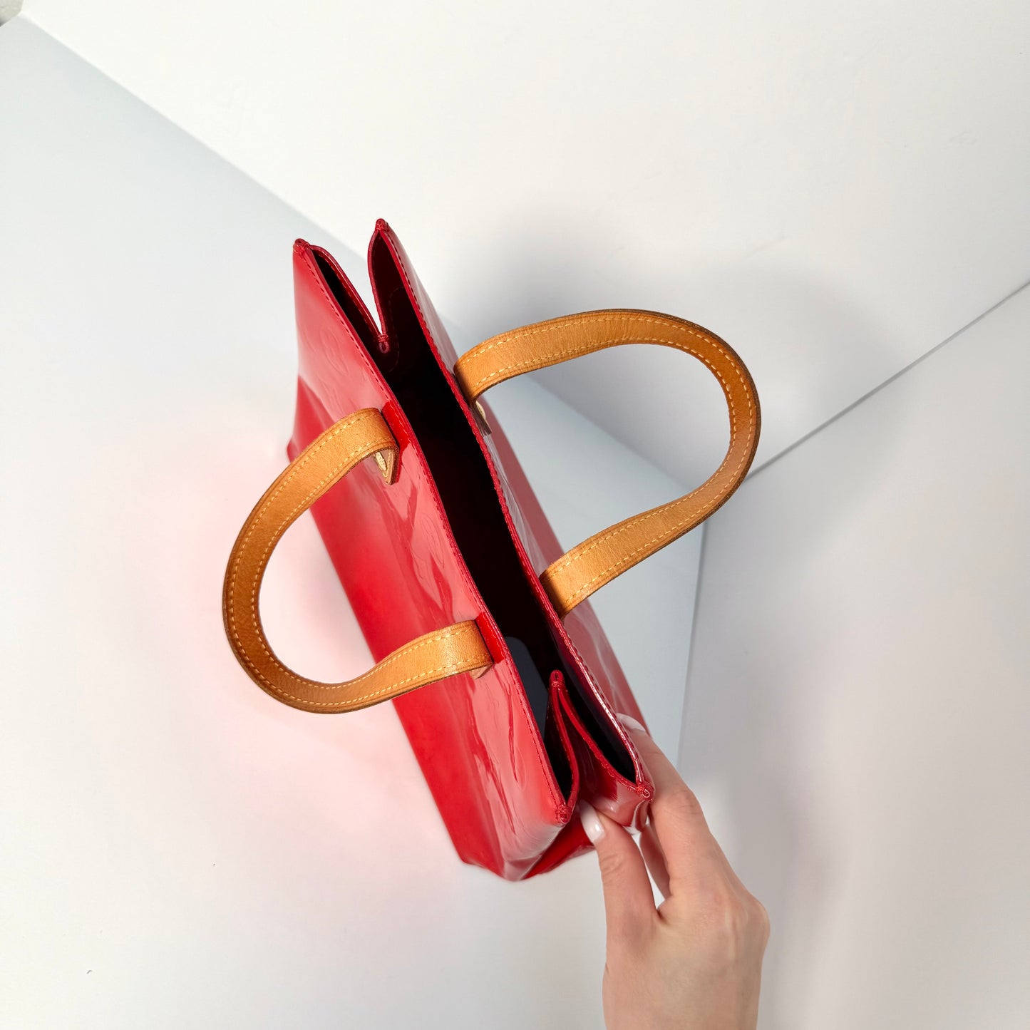 Louis Vuitton Red Vernis Patent Leather Reade PM Mini Tote Bag