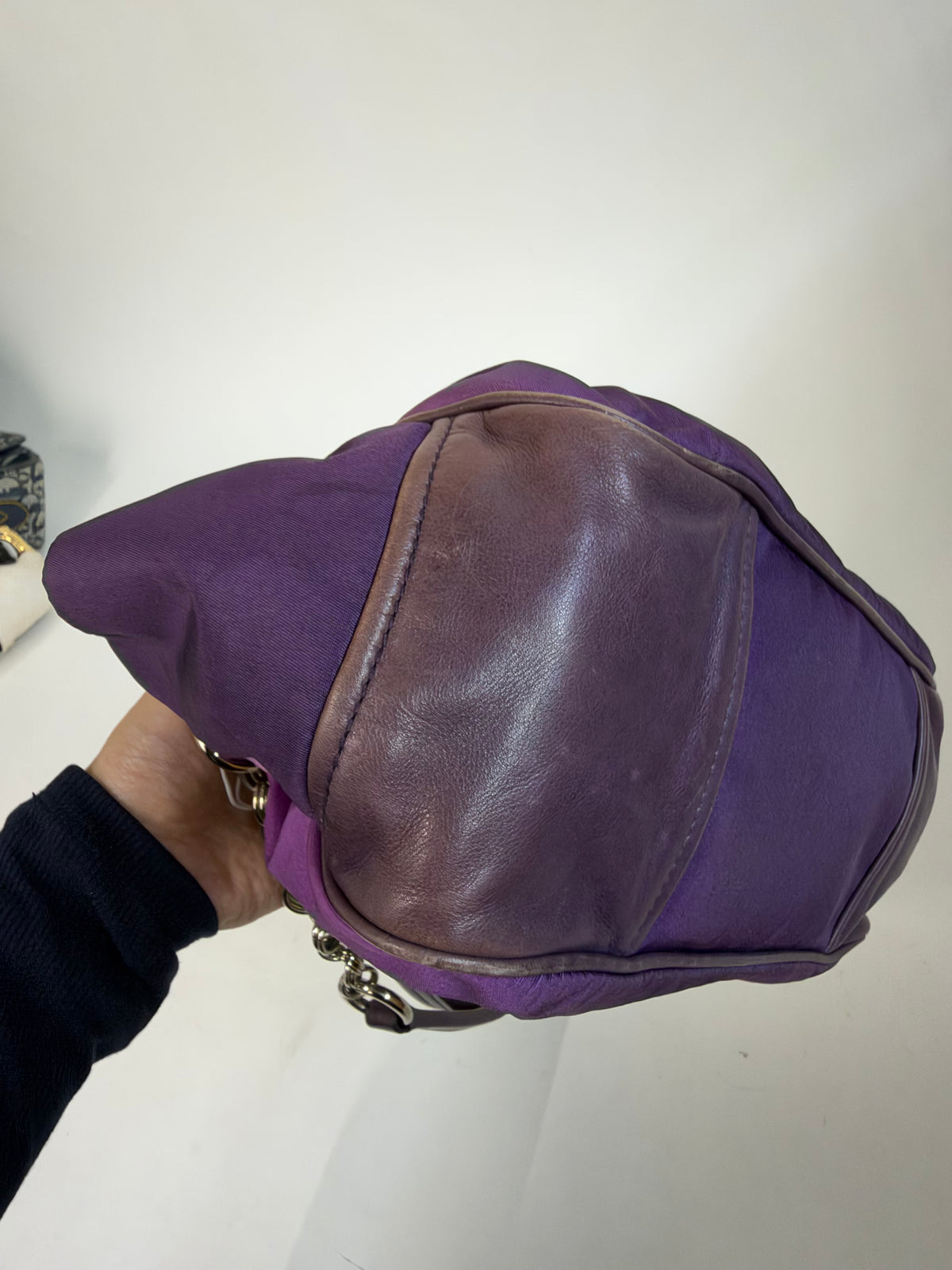 Prada Purple Ombre Nylon & Leather Shoulder Bag