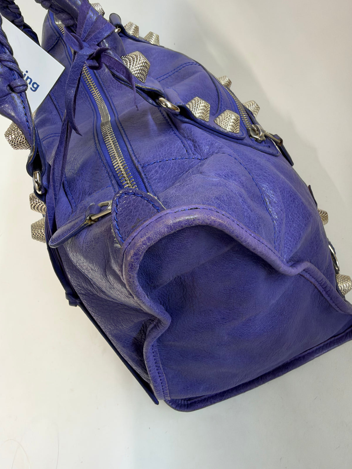 Balenciaga Purple Work City Bag w/ Silver Giant Hardware