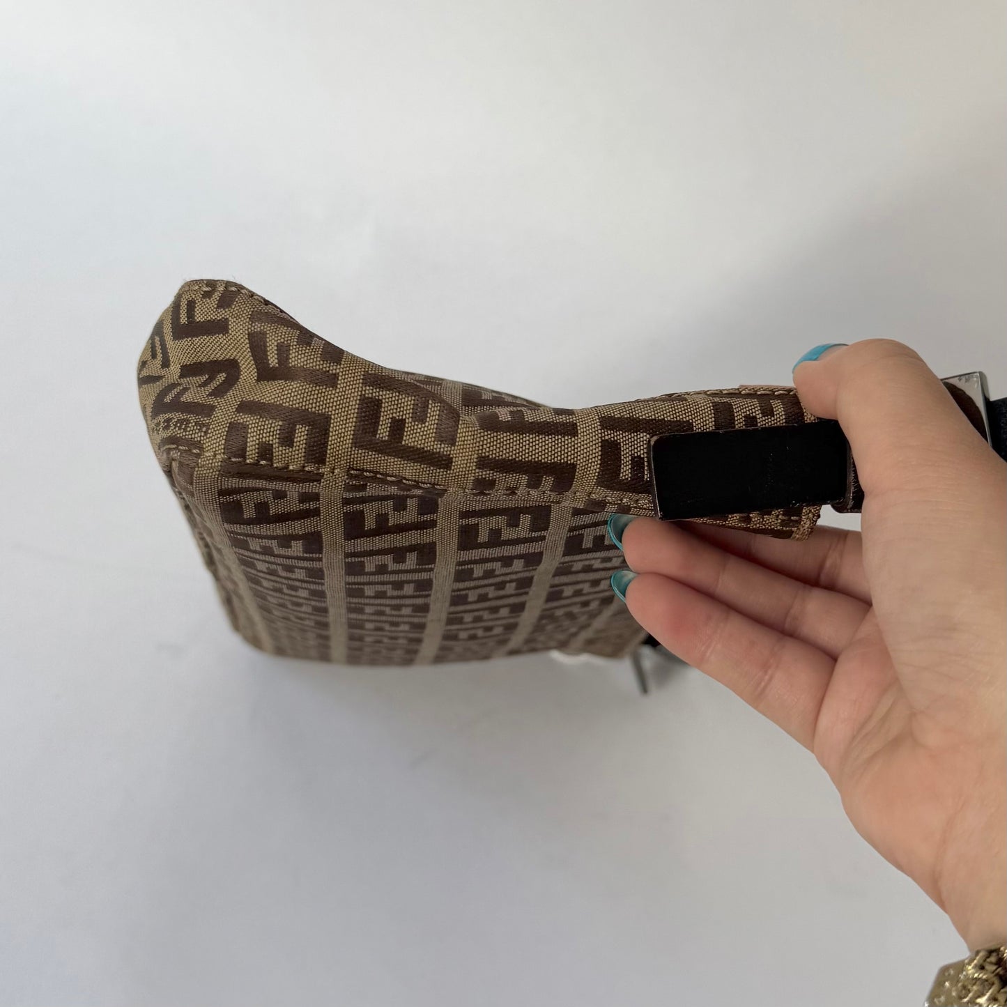 Fendi Brown Zucchino Canvas Pochette