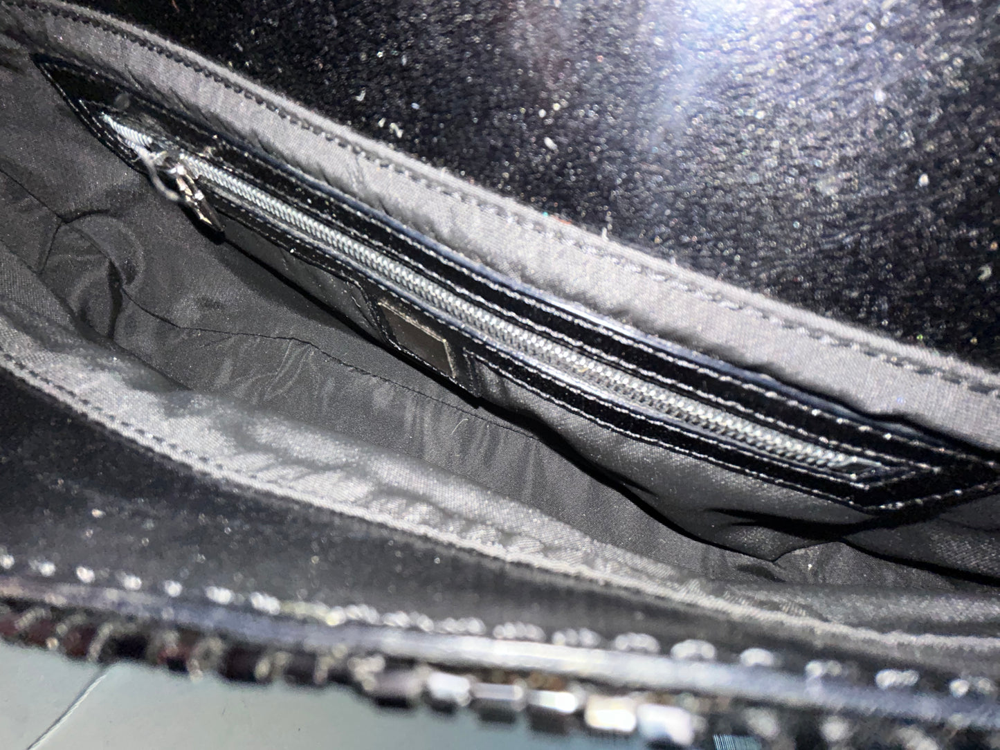 Fendi Black Beaded & Leather Baguette Shoulder Bag Black HW