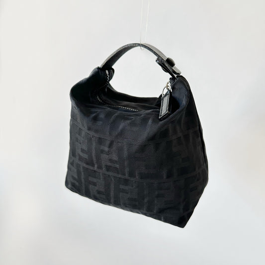 Fendi Black Nylon Zucca Mini Top Handle Bag