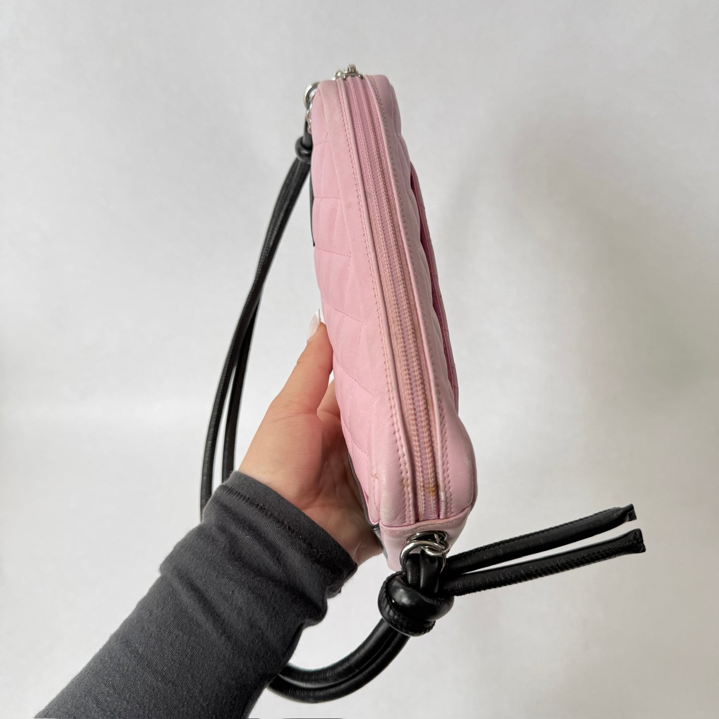 Chanel Pink Lambskin Quilted Cambon Pochette