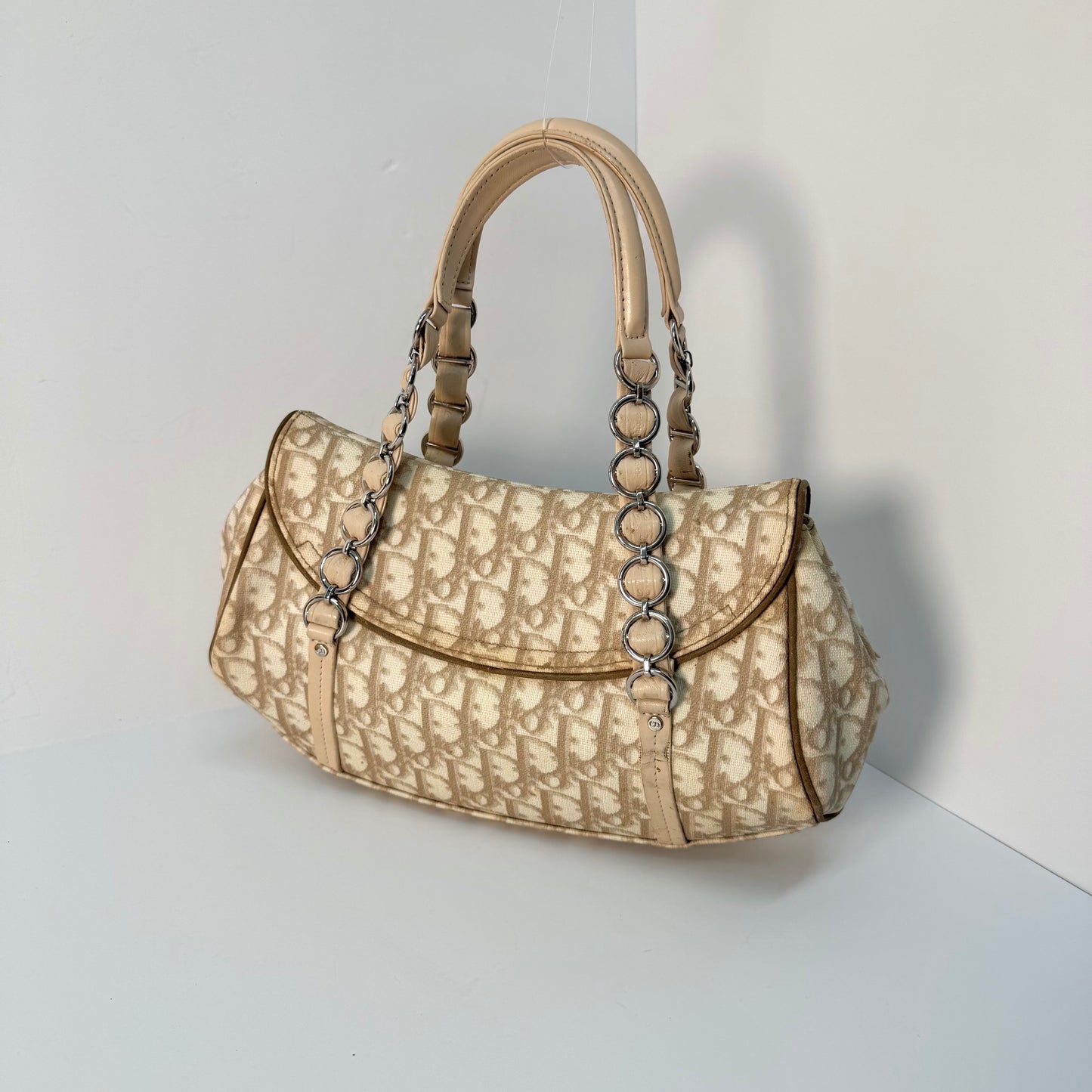 Christian Dior Cream Trotter Romantique Bow Shoulder Bag