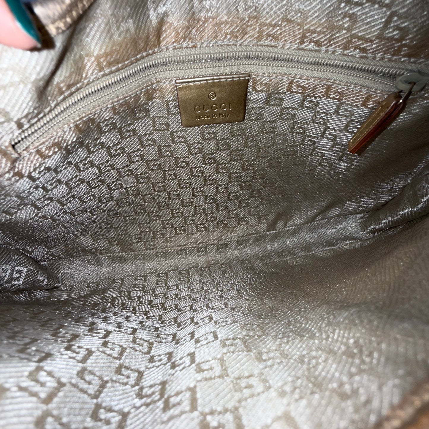 Gucci Teal & Gold Metallic Small Jackie Shoulder Bag