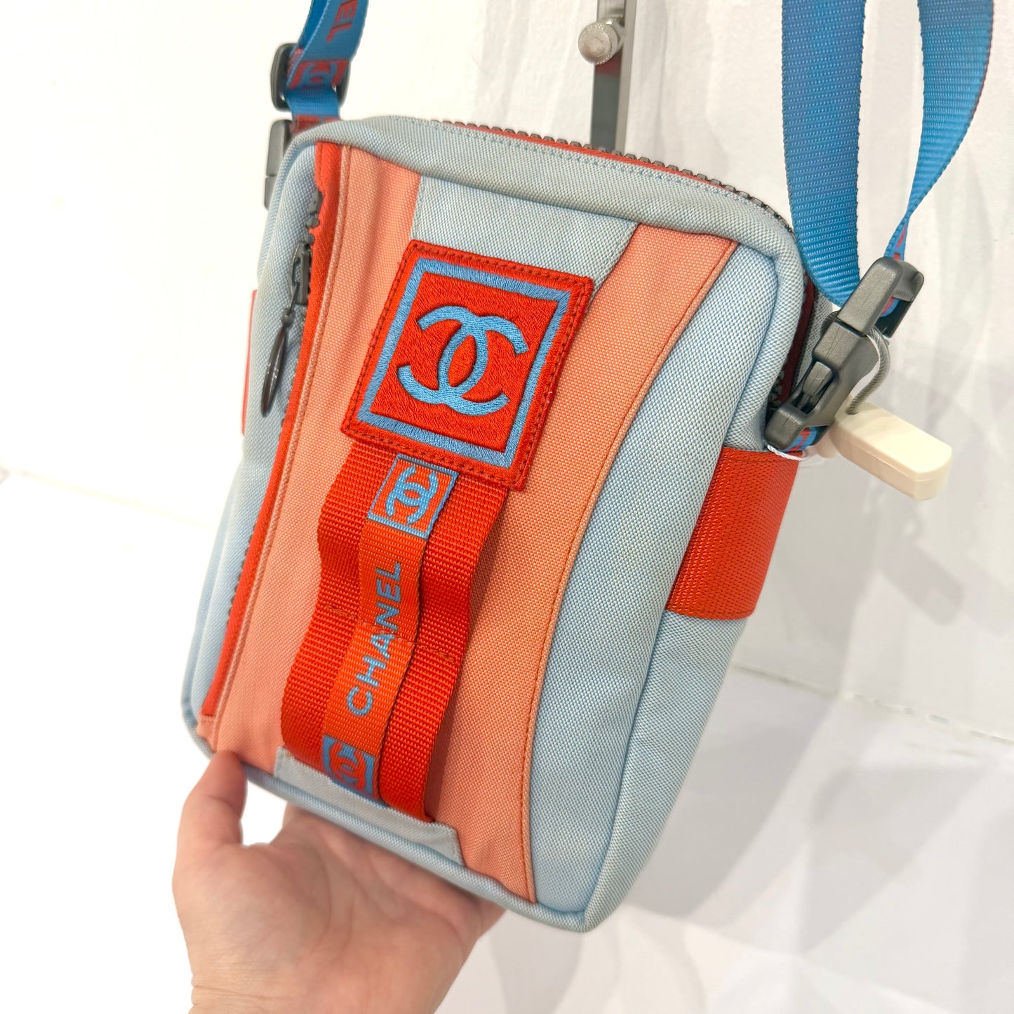 Chanel Red & Blue Nylon Sports Line Crossbody Bag