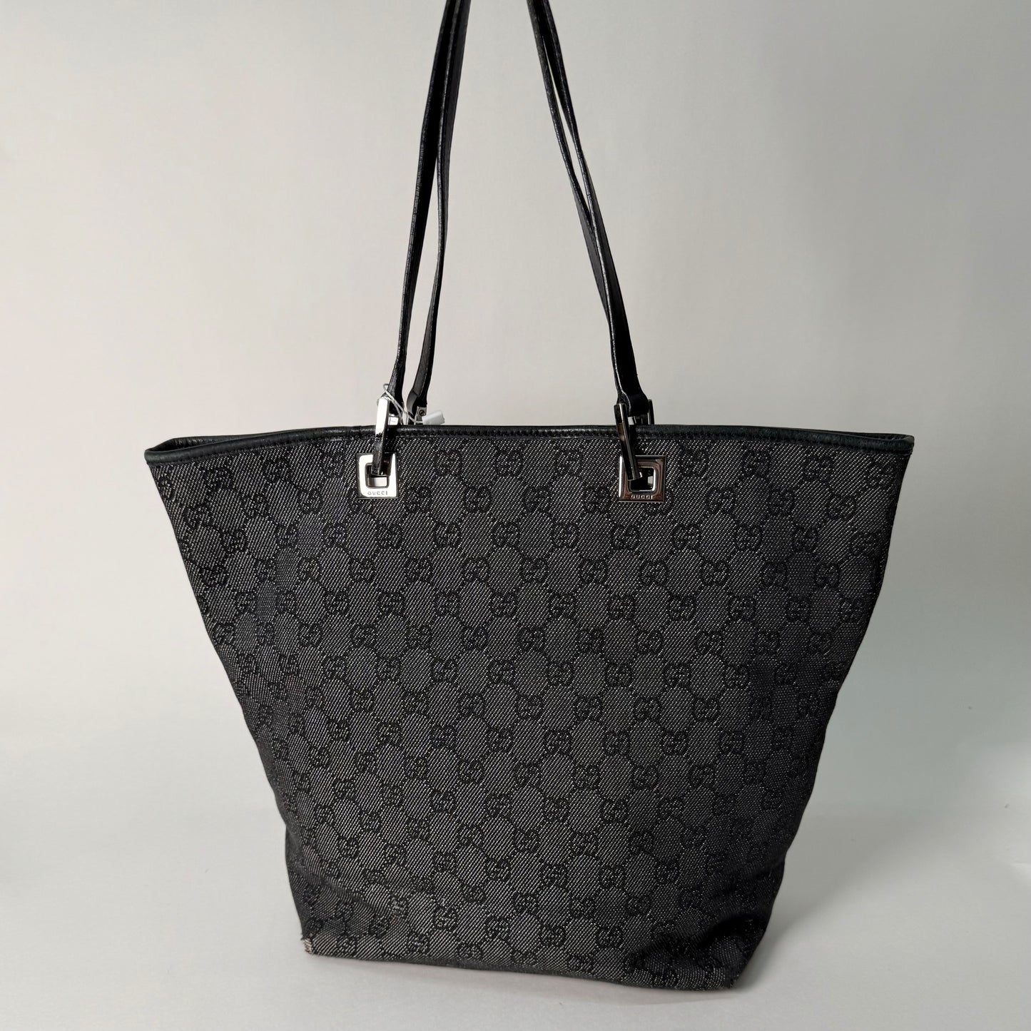 Gucci Black Denim Monogram Tote Bag