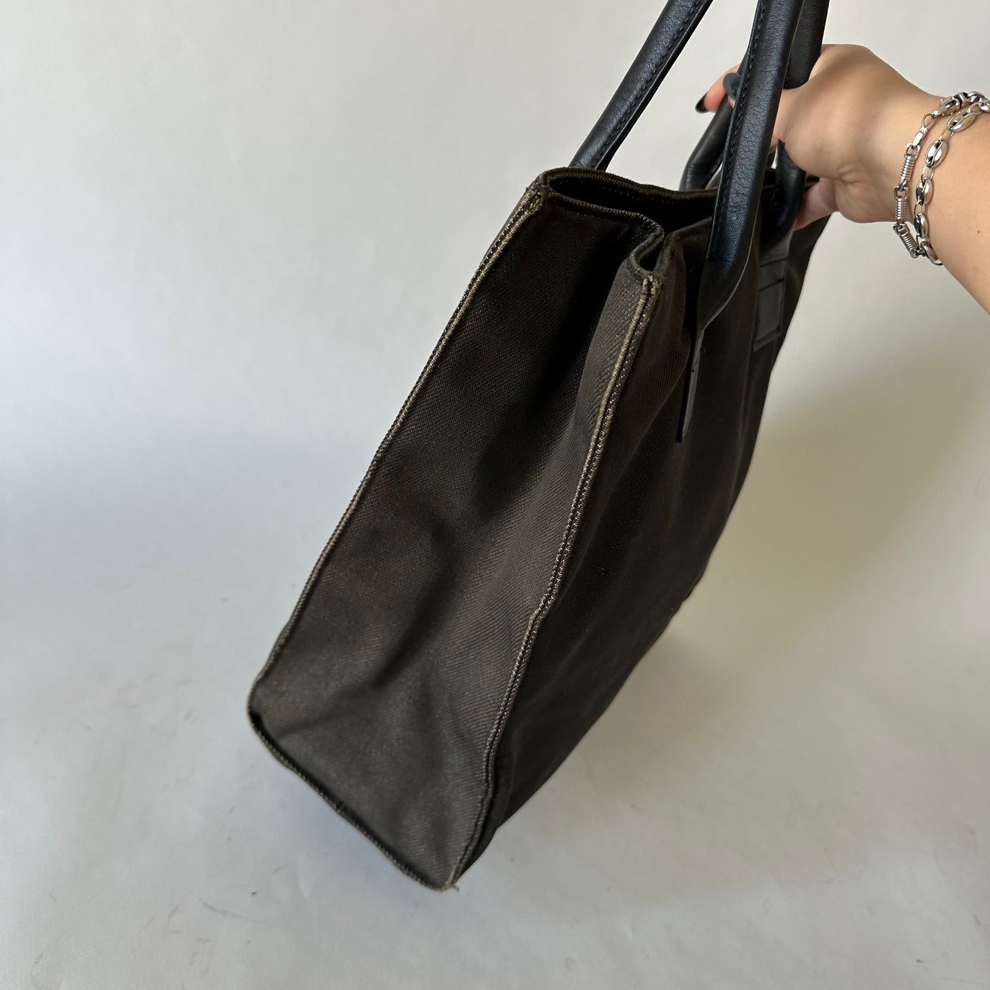 Gucci Black Denim Work Shoulder Tote Bag