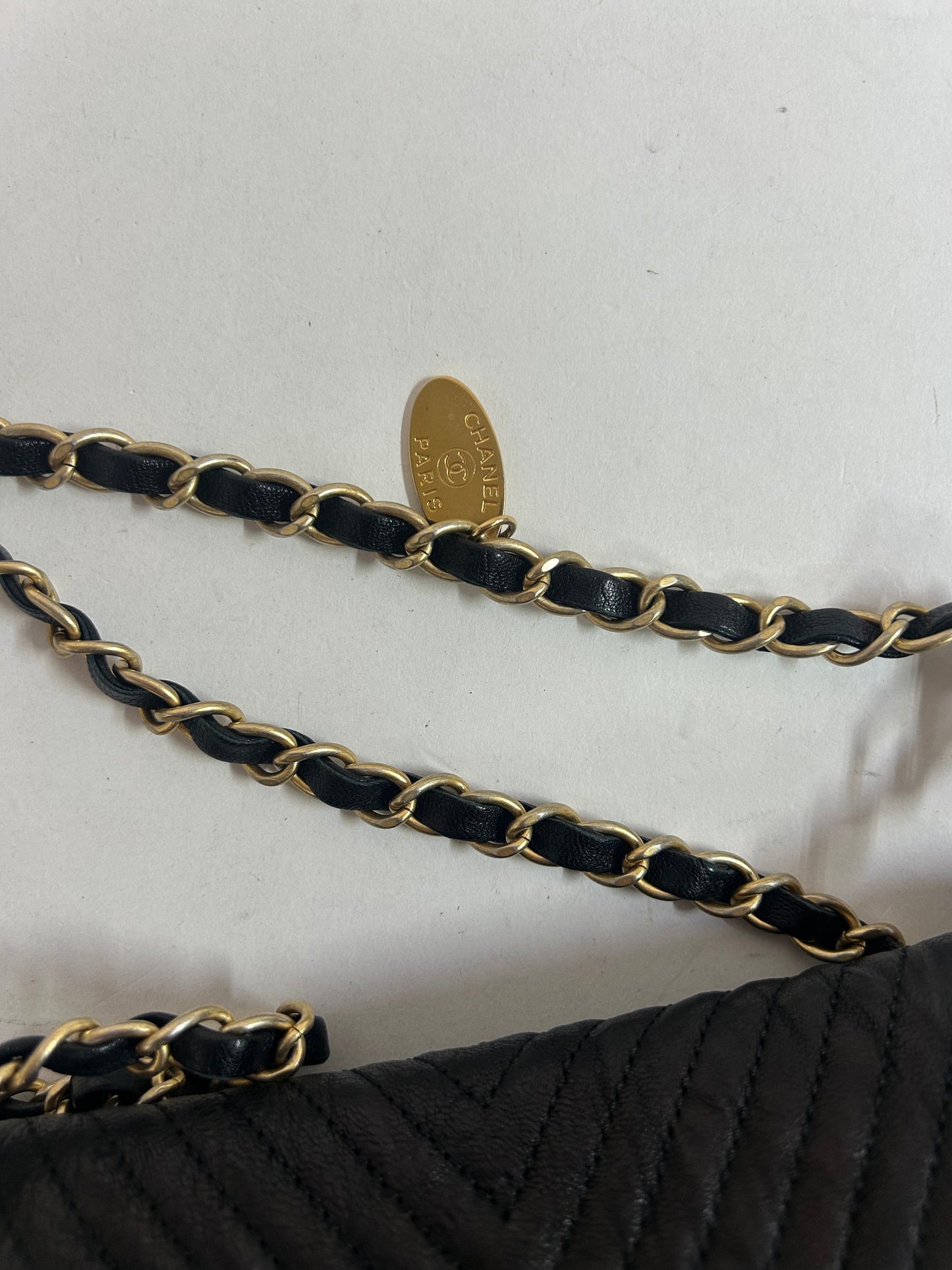 Chanel Black Lambskin Leather Chevron Quilted Mini Flap