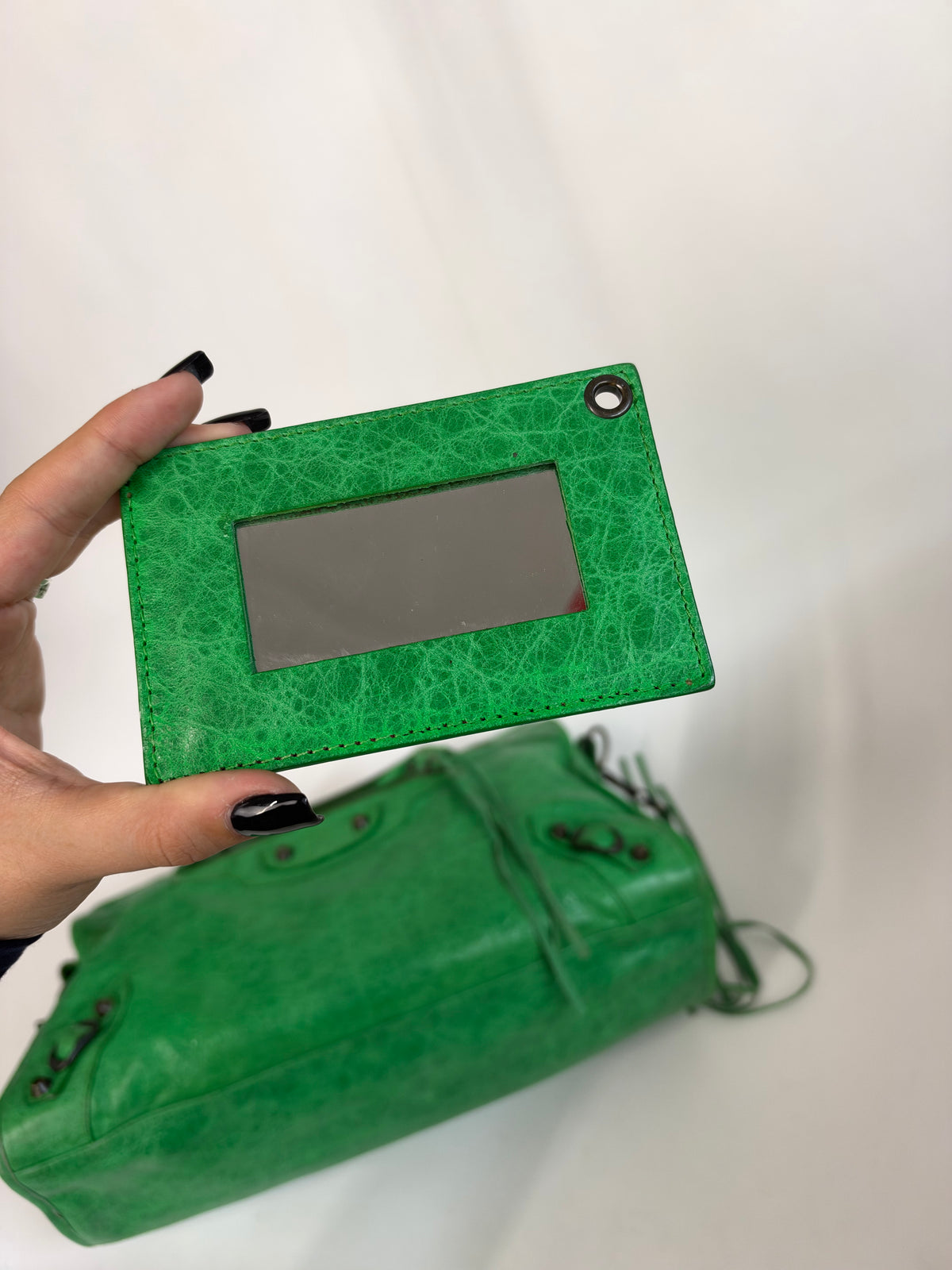 Balenciaga Green Leather City Bag Brass HW
