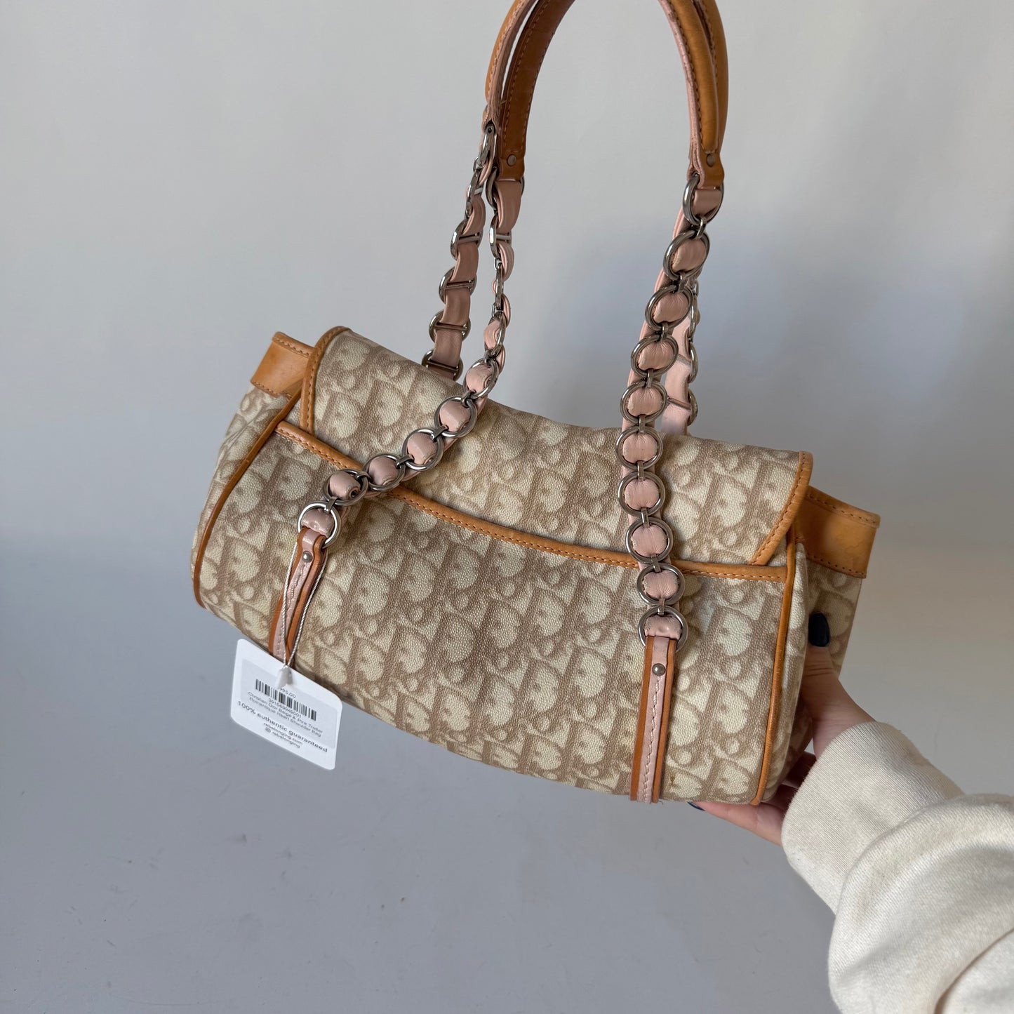 Christian Dior Beige & Pink Trotter Romantique Heart Shoulder Bag