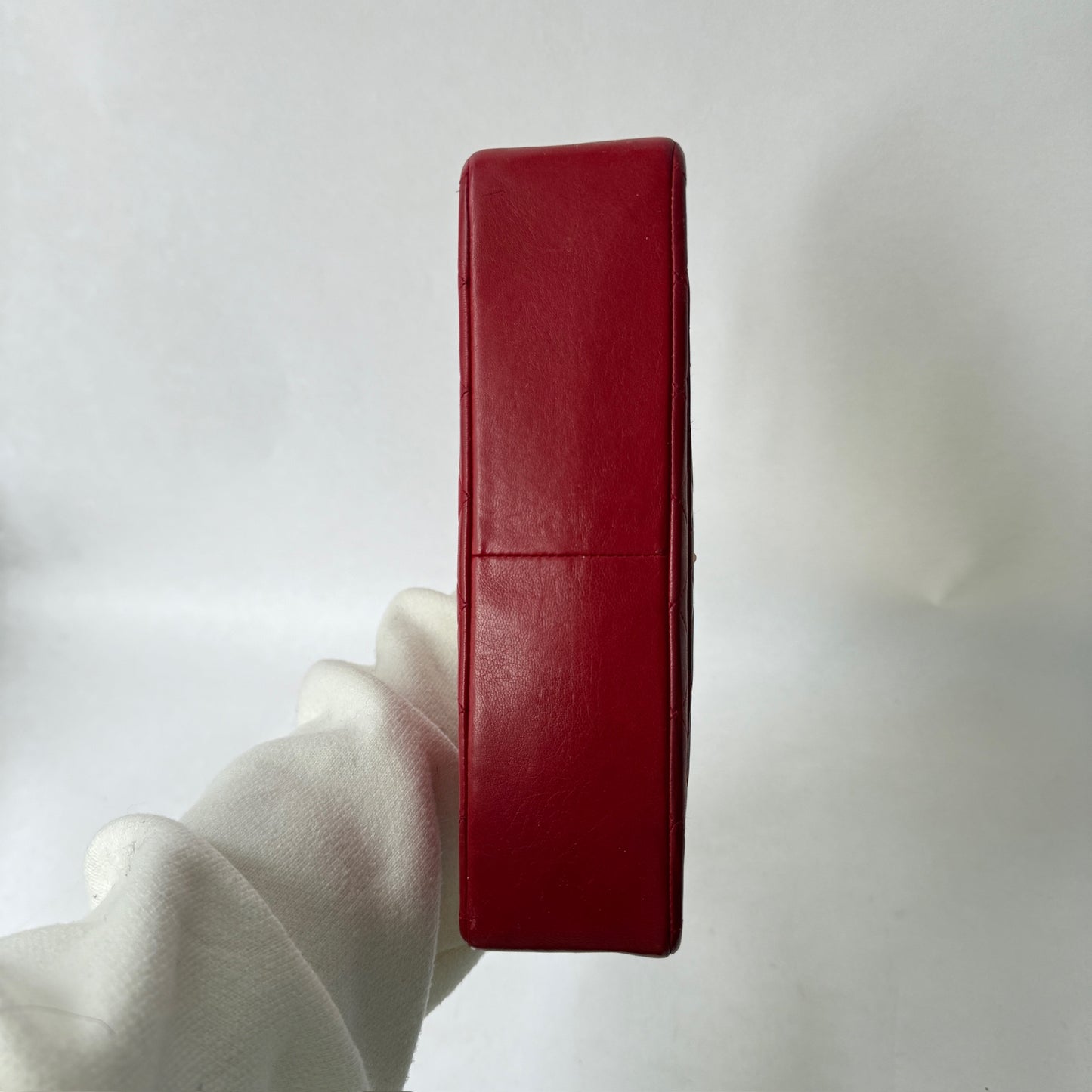 Chanel Red Lambskin Quilted Front Flap Chain Shoulder Bag