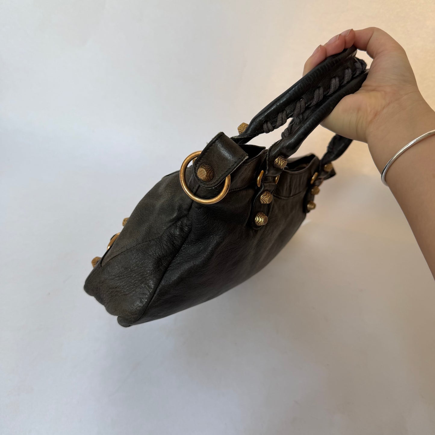 Balenciaga Dark Gray Lambskin Leather The First City Bag