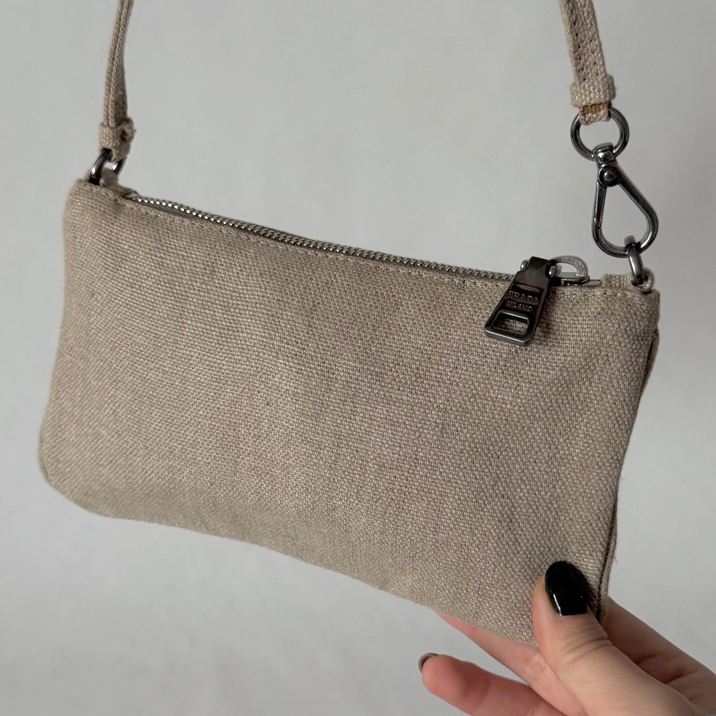Prada Linen Mini Pochette Bag