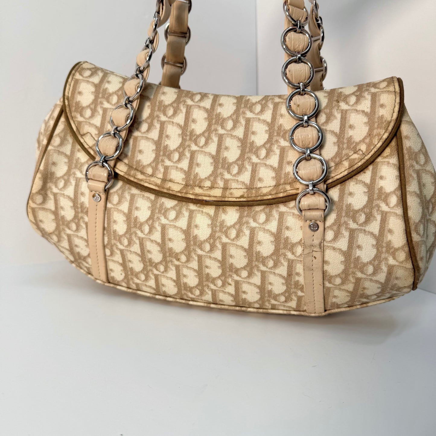 Christian Dior Cream Trotter Romantique Bow Shoulder Bag