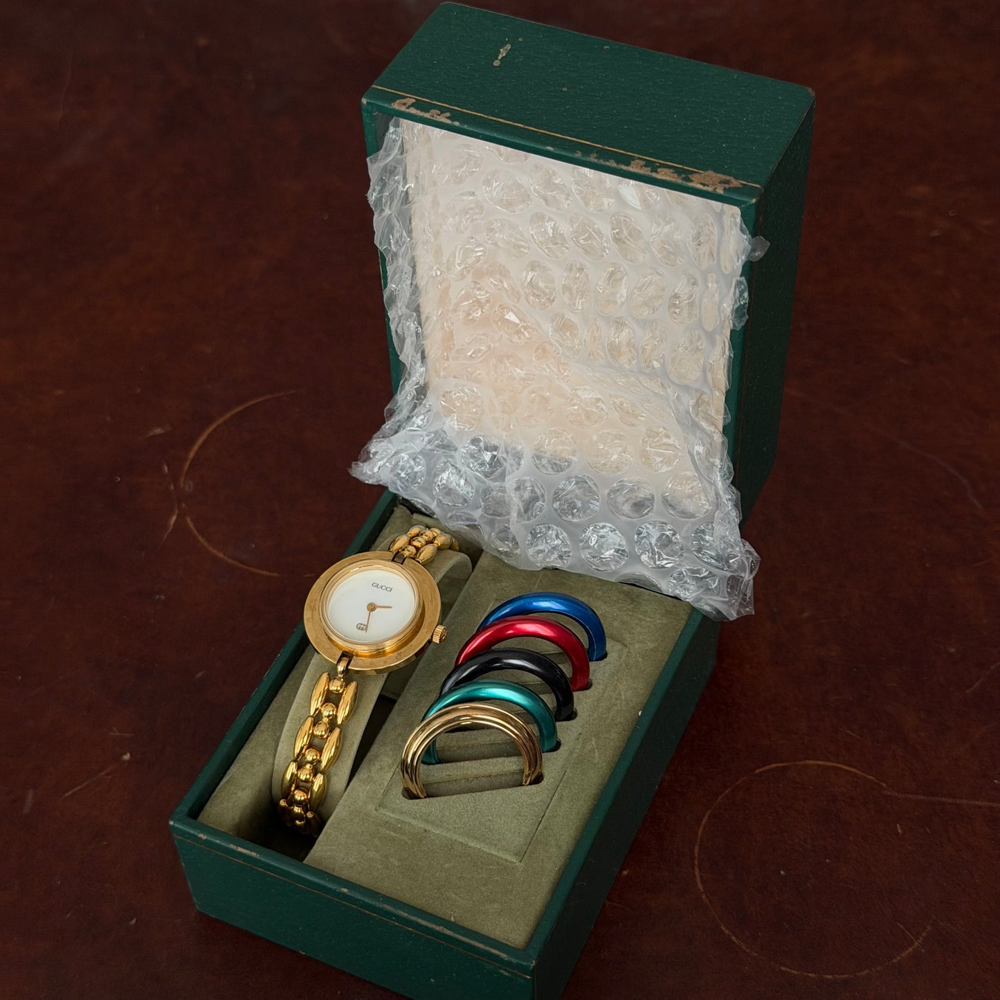 Gucci Gold Rice Link White Dial Bezel Watch w/ 5 Bezels