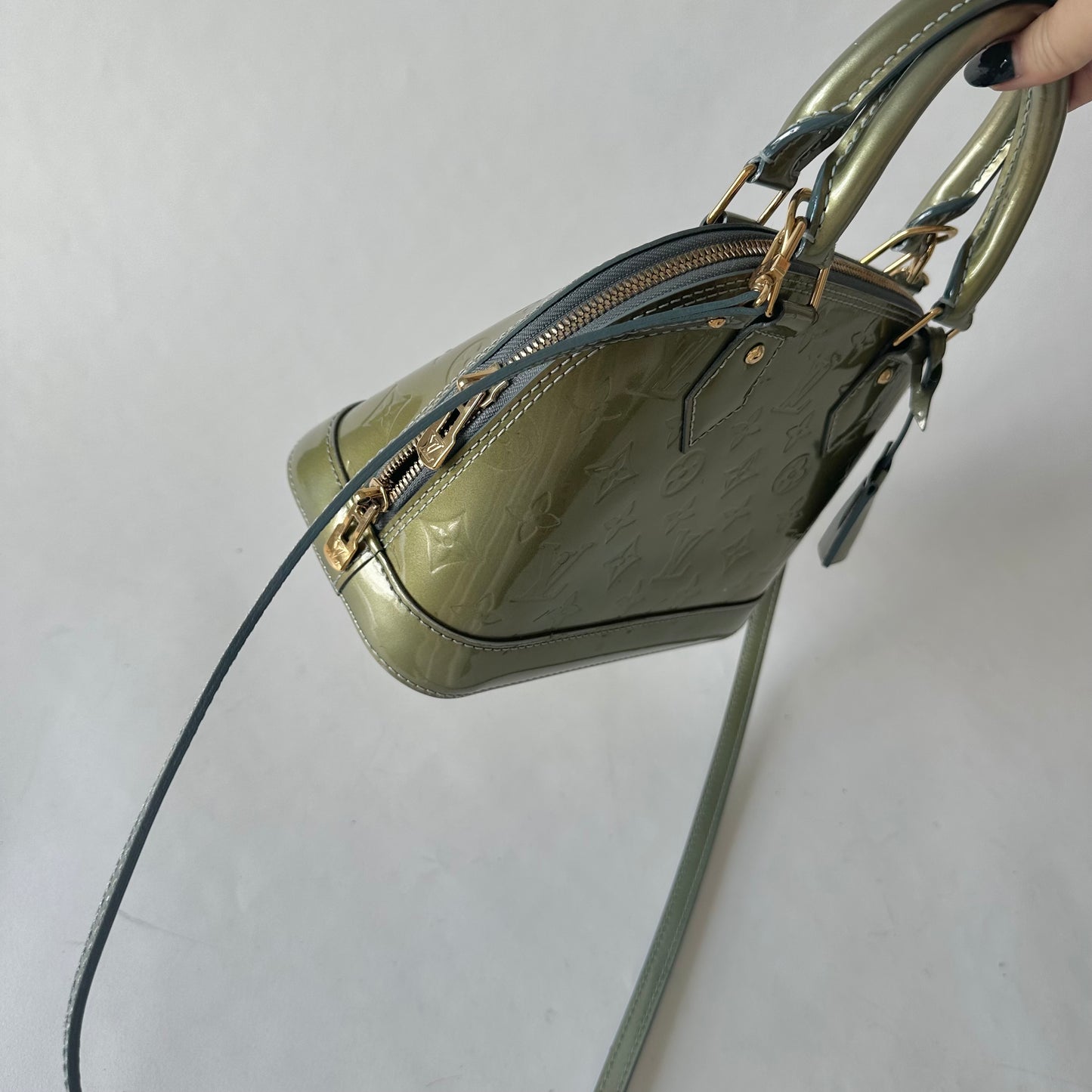 Louis Vuitton Green Vert Vernis Monogram Alma BB