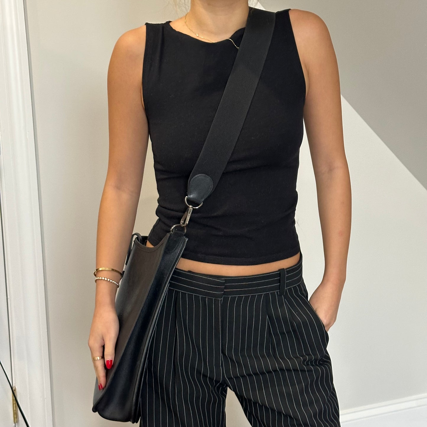 Hermes Black Epsom Leather Evelyne II GM Crossbody Bag