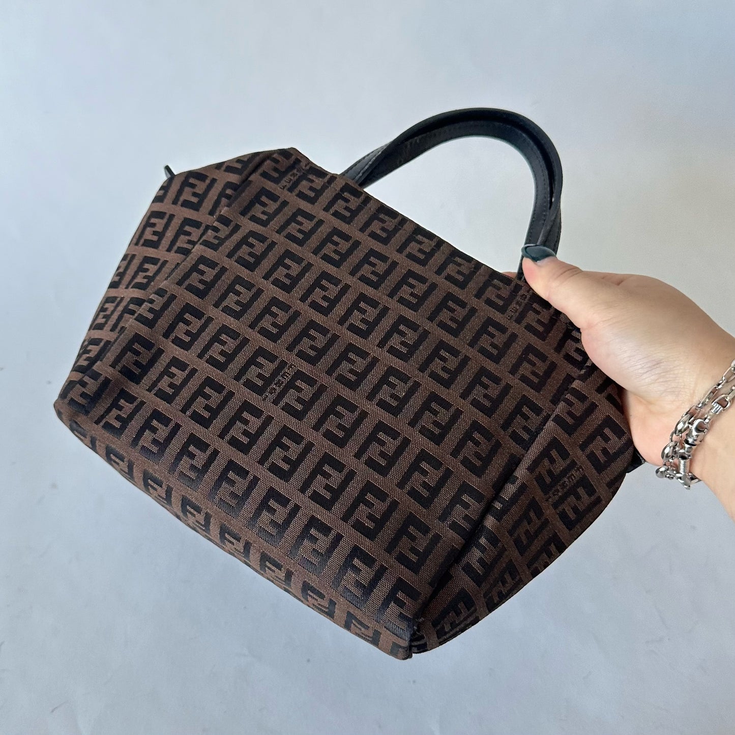 Fendi Brown Zucchino Mini Top Handle Bag