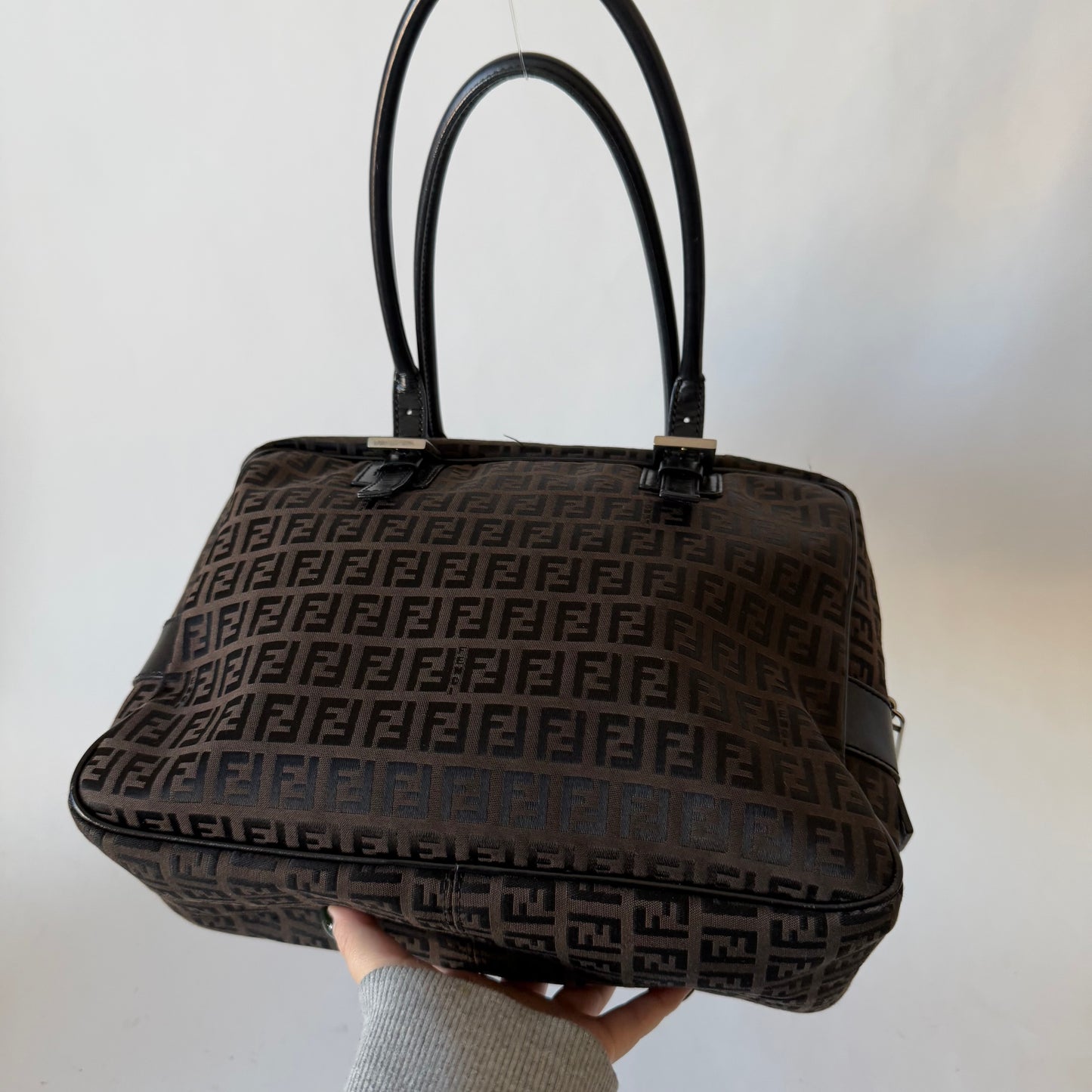 Fendi Brown Zucchino Square Shoulder Bag