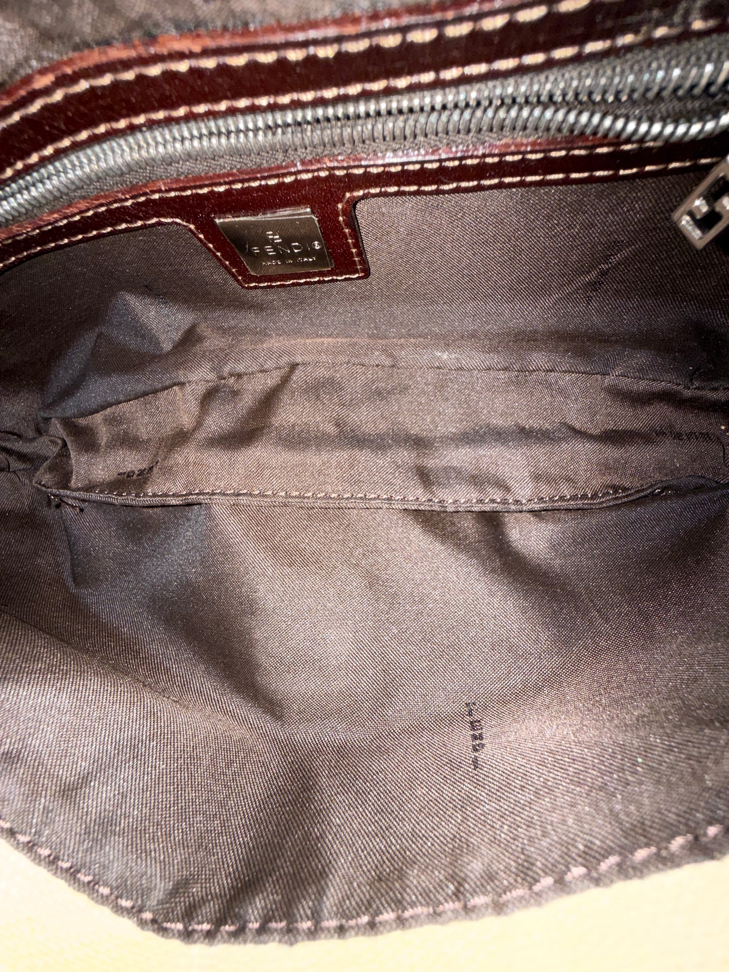 Fendi Cream Zucca Monogram Canvas Baguette Shoulder Bag