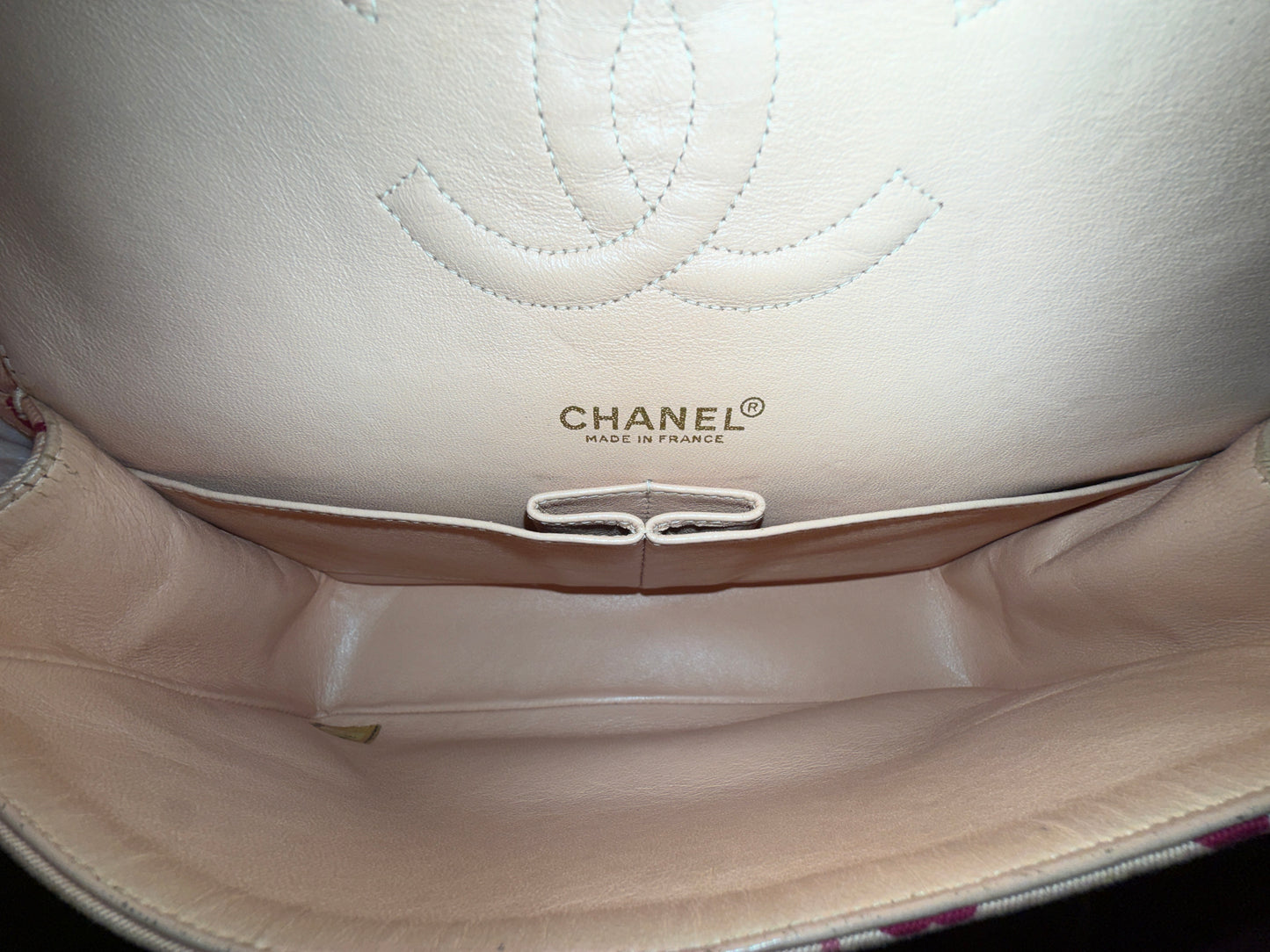 Chanel 2002 Pink Canvas Quilted Coco Monogram Double Flap