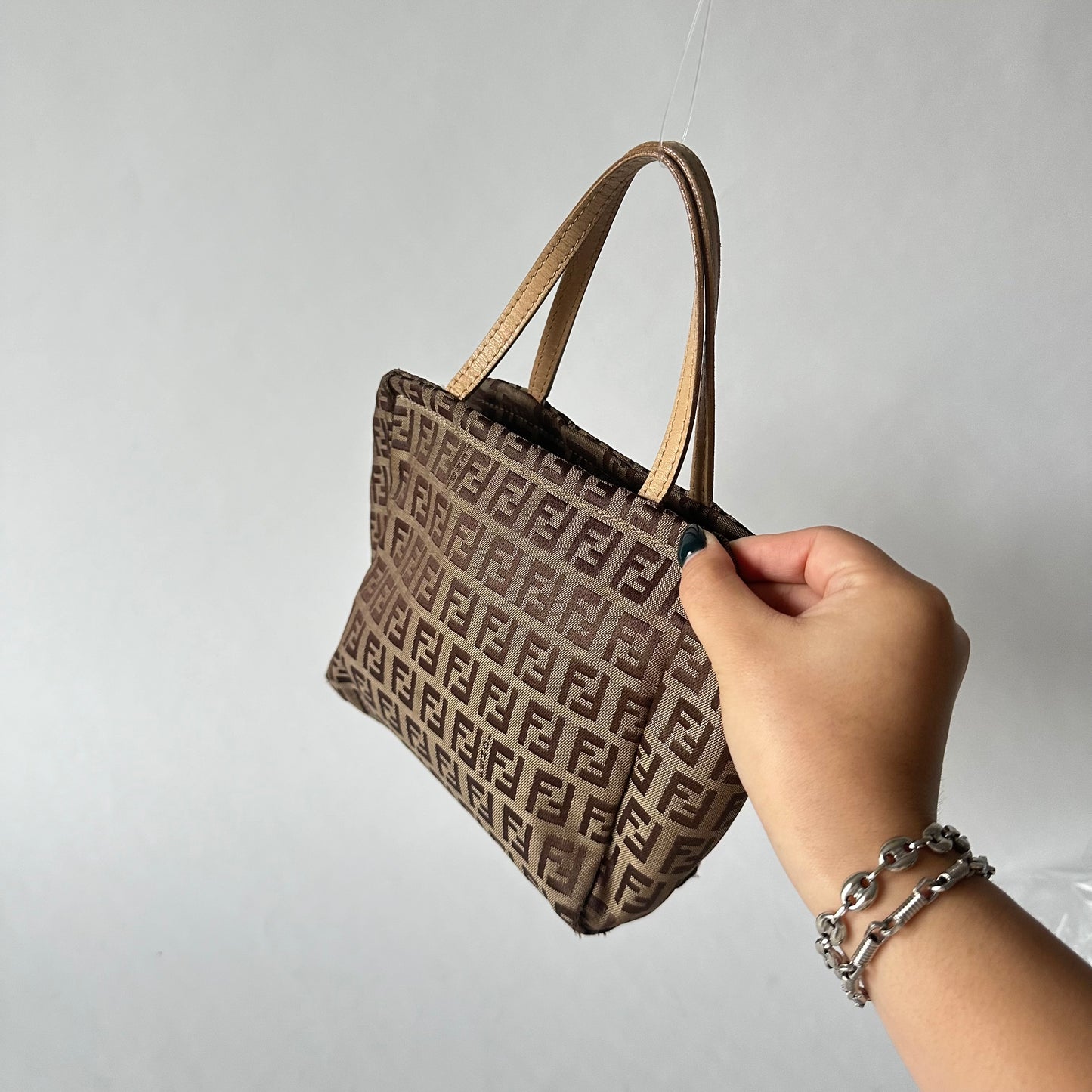 Fendi Brown Zucchino Mini Top Handle Bag