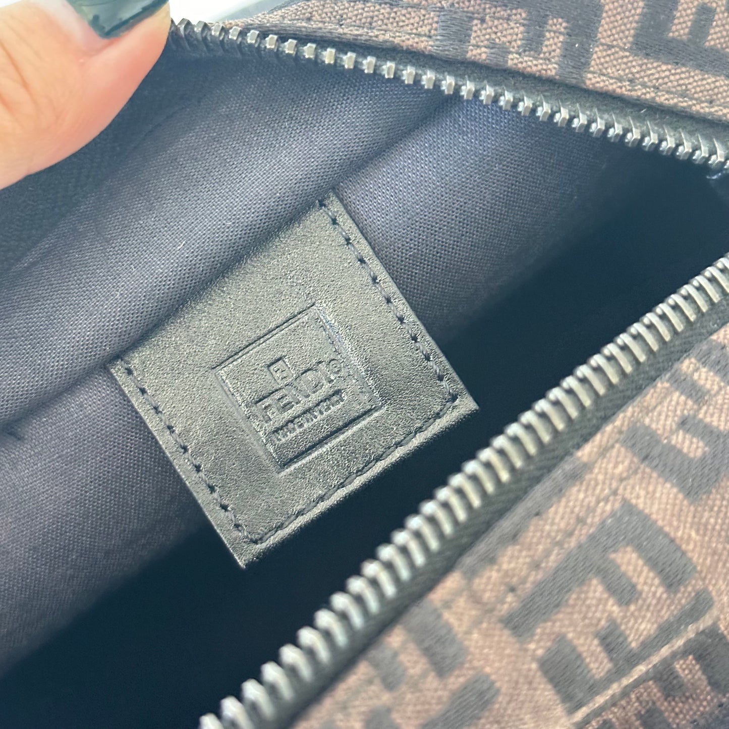 Fendi Brown Zucchino Mini Top Handle Bag