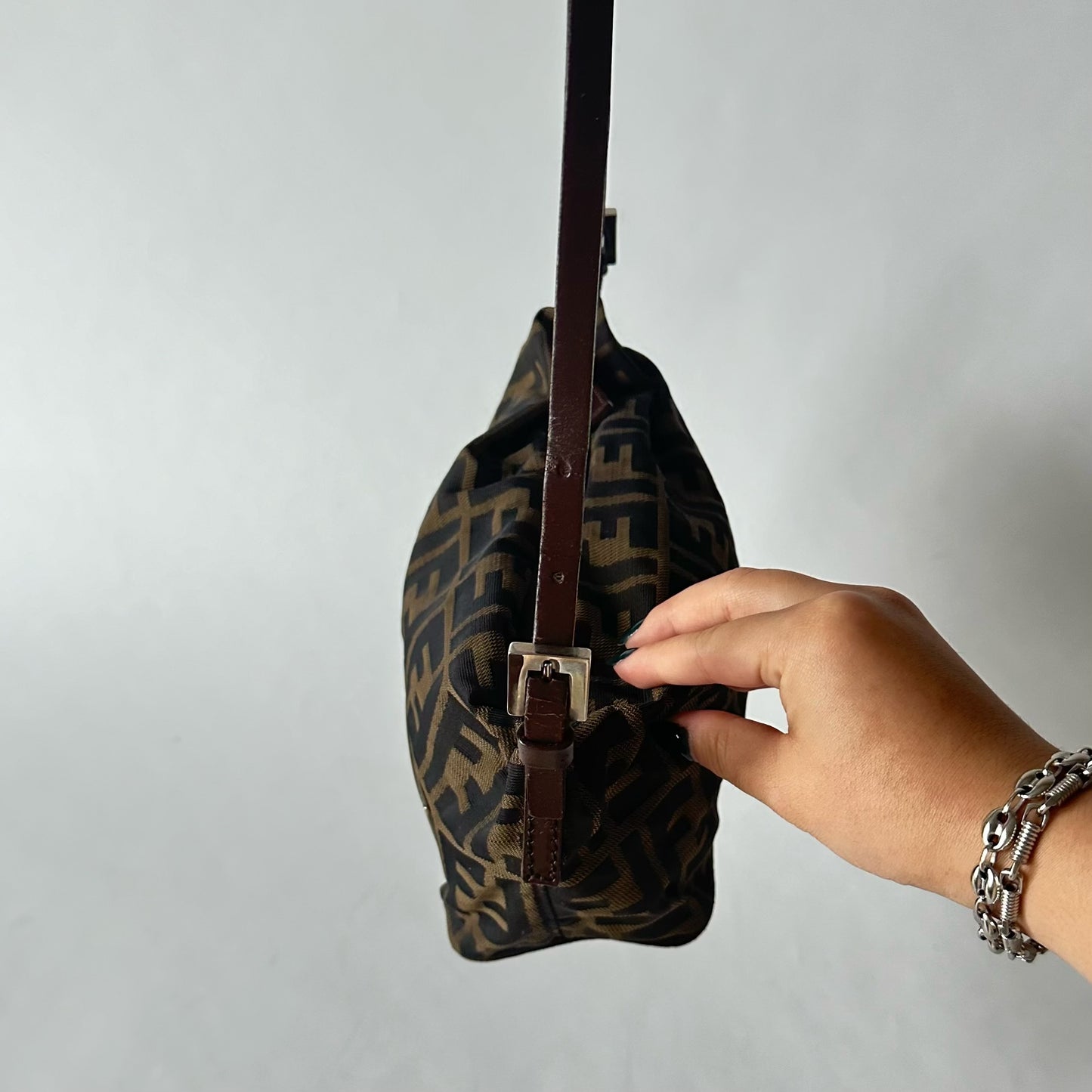 Fendi Brown Zucca Monogram Small Shoulder Bag