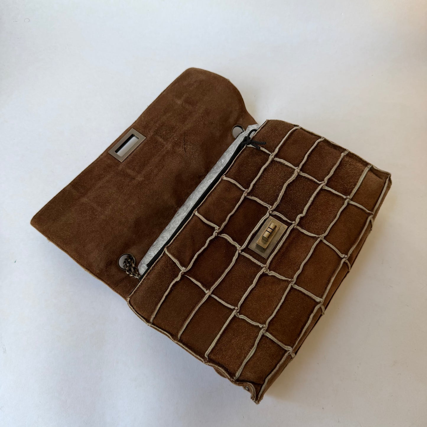 Chanel Brown 2.55 Suede Chocolate Bar Flap