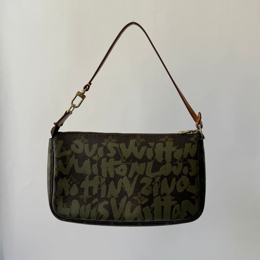 Louis Vuitton x Stephen Sprouse Green Graffiti Pochette Accessories
