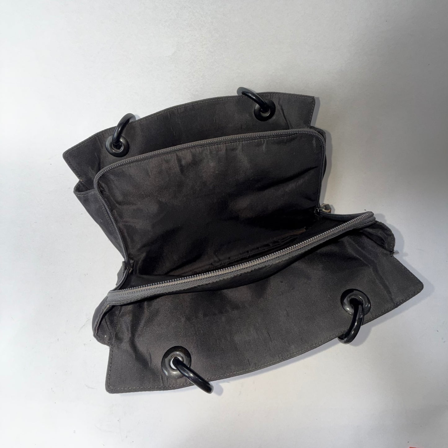 Prada Black Nylon Black Acrylic Handle Tote Bag
