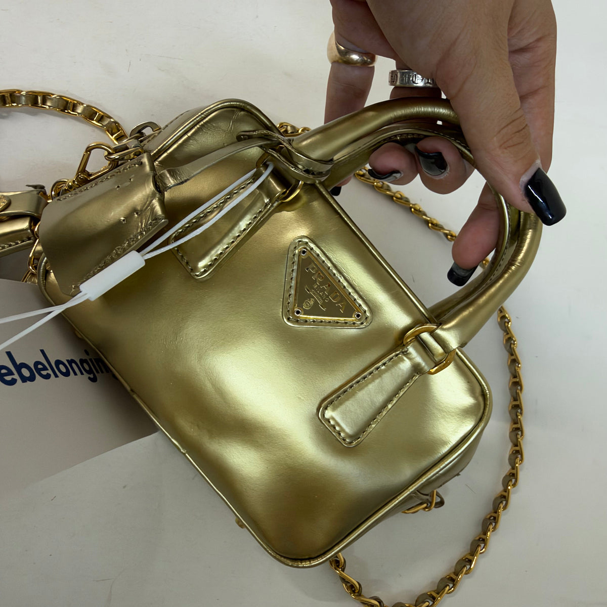 Prada Gold Coated Leather Mini 2-Way Bag