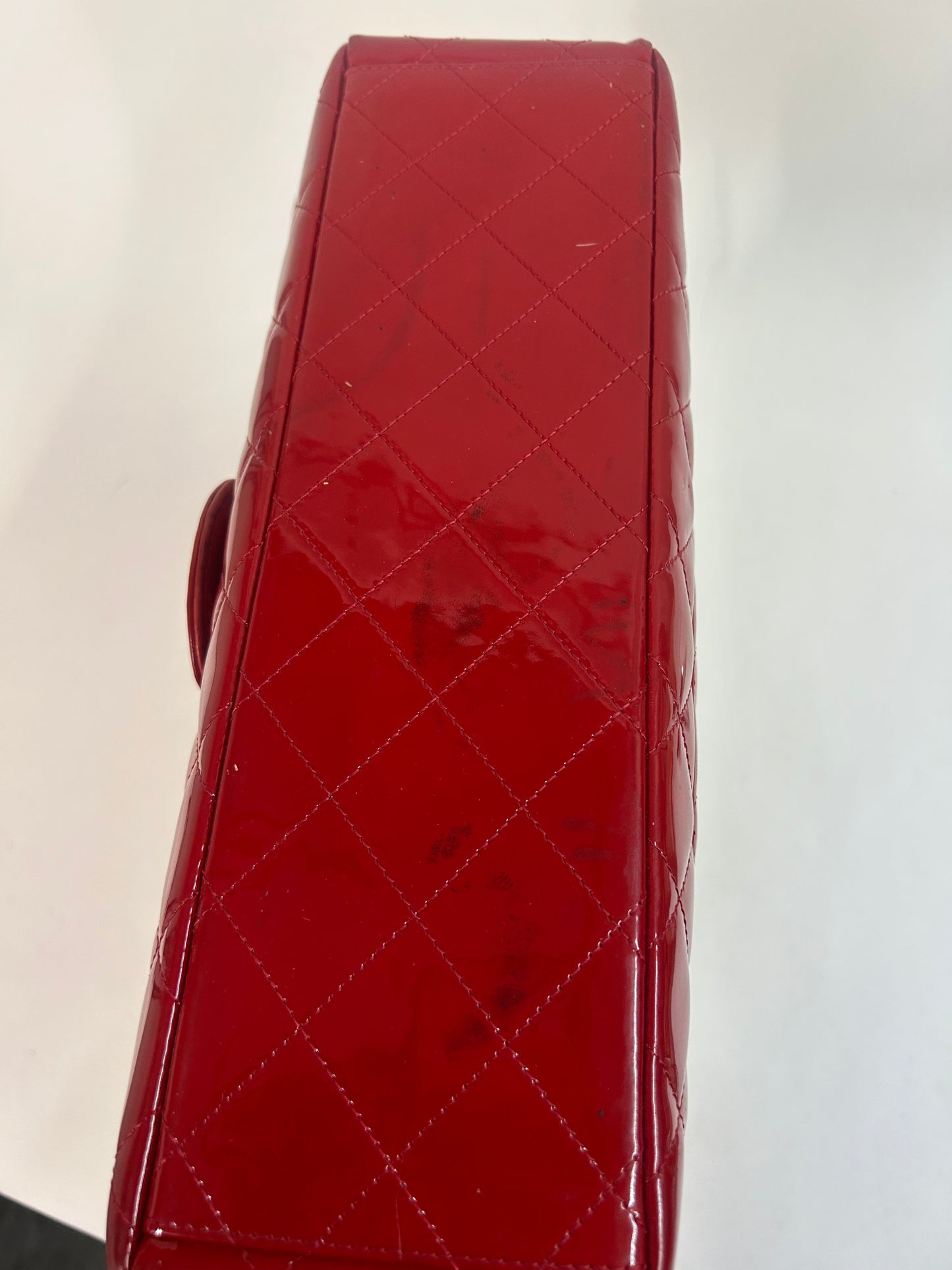 Chanel Red Patent Leather Maxi Flap Bag