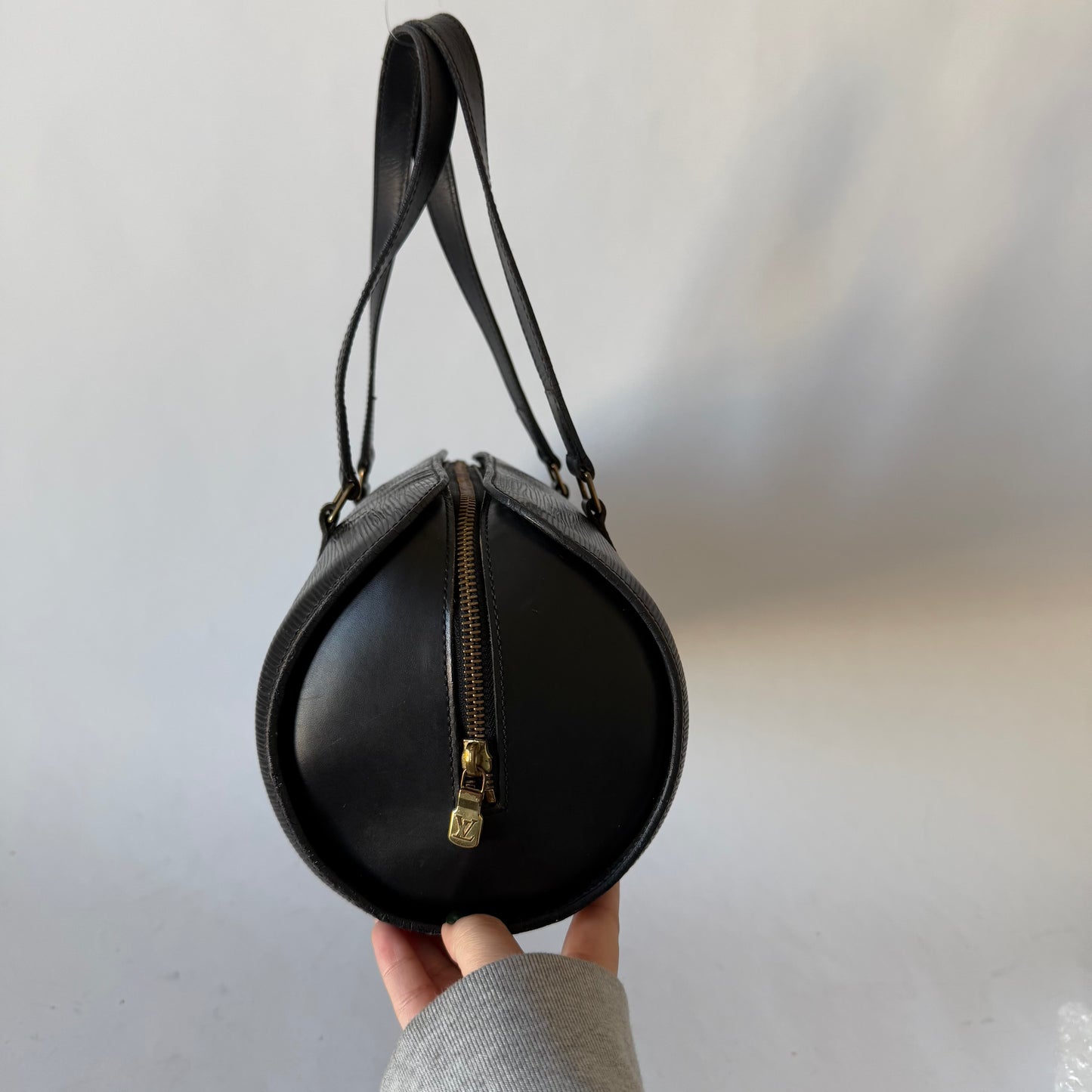 Louis Vuitton Black Epi Leather Souffolt Barrel Bag