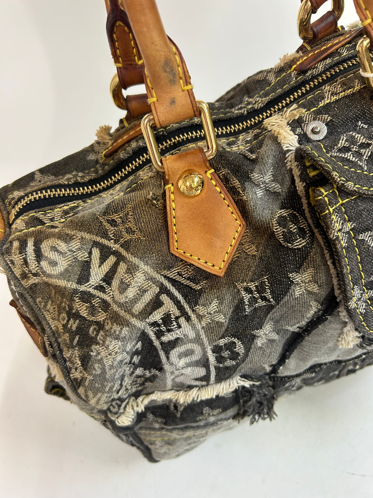 Louis Vuitton Black Denim Monogram Patchwork Bowler Bag