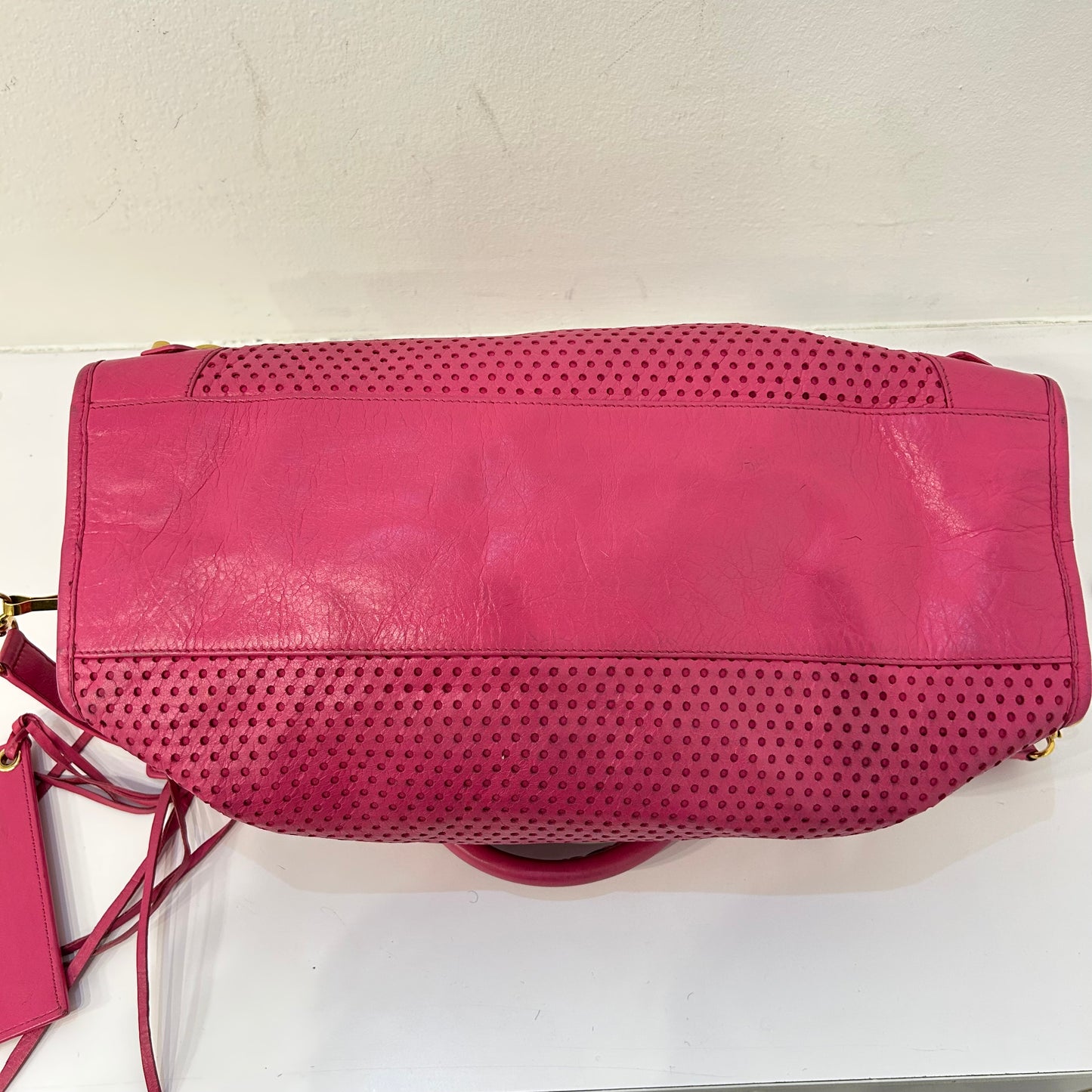 Balenciaga Pink Perforated Classic City Bag