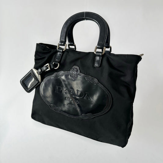 Prada Black Nylon Tessuto Top Handle Bag