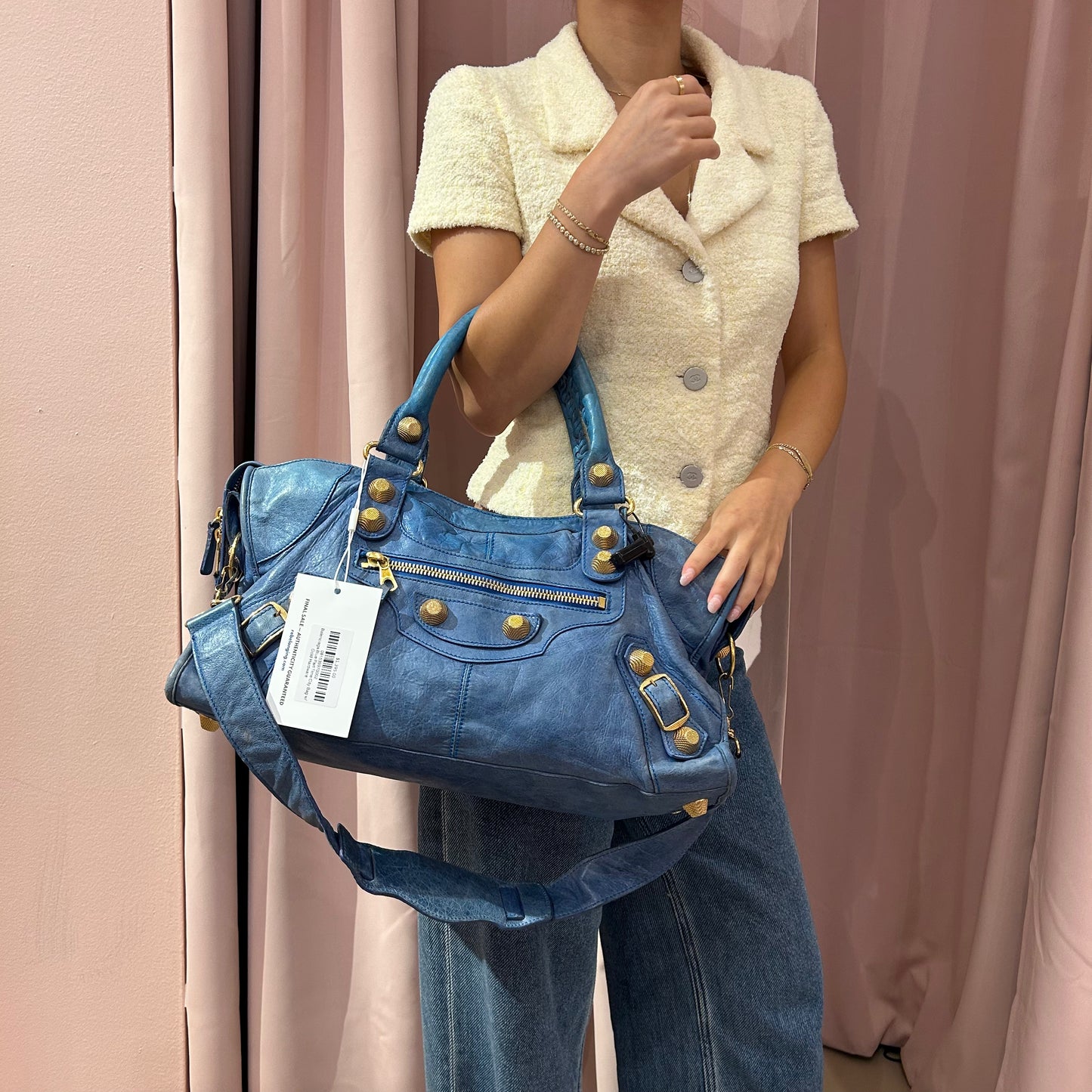 Balenciaga Blue Part Time City Bag w/ Gold Hardware