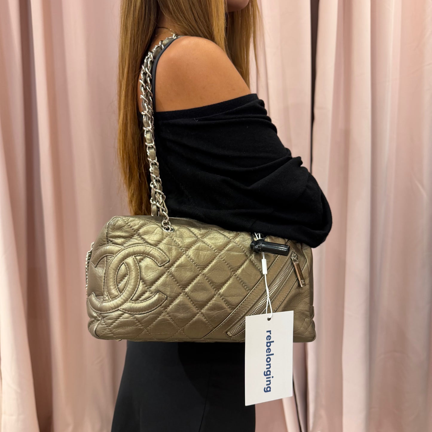 Chanel Gold Cambon Cotton Club Boston Bag