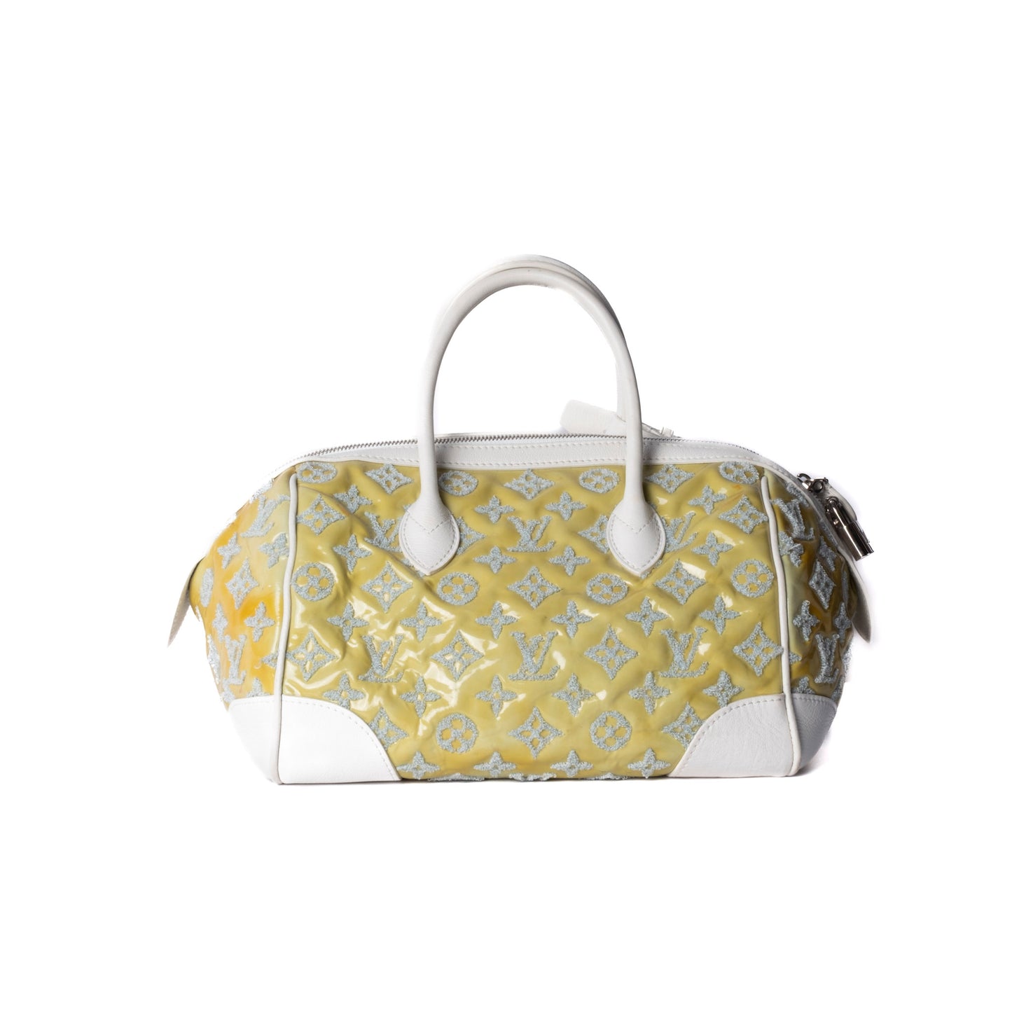 Louis Vuitton 2012 Yellow Patent Leather Monogram Booklet Speedy