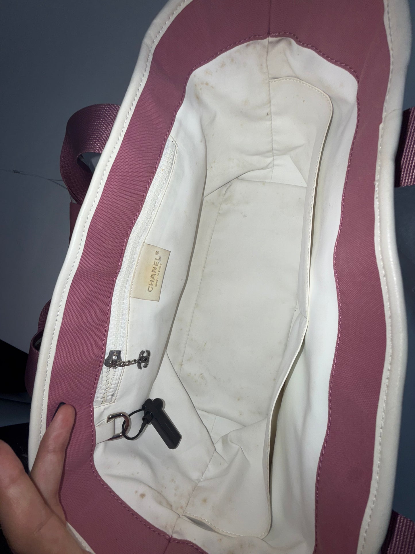 RARE Chanel Pink Canvas Sport Ligne Embroidered Tennis Tote