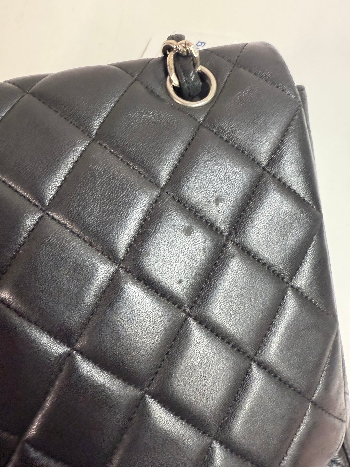 Chanel Black Lambskin Jumbo Shoulder Bag Silver Hardware