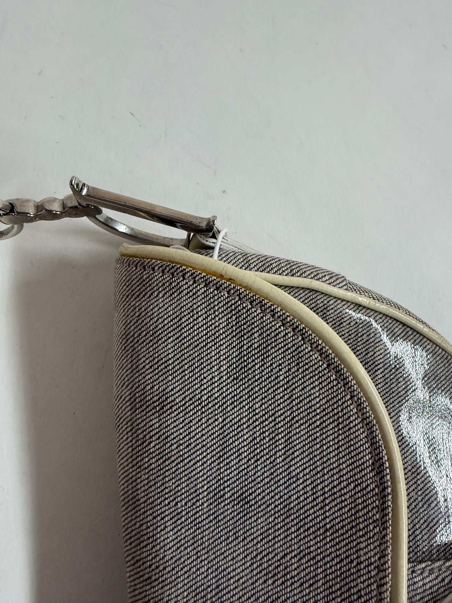 Christian Dior Gray Coated Canvas Saddle Bag