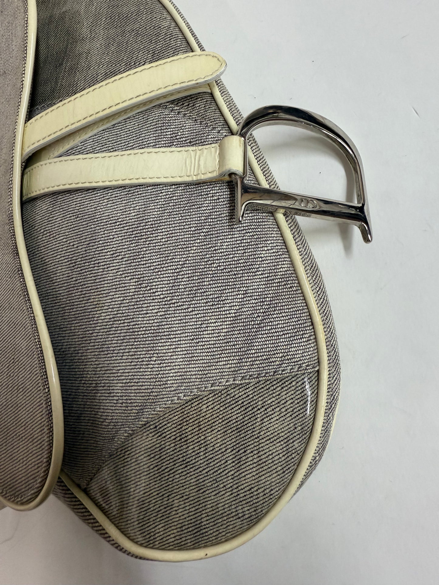 Christian Dior Gray Coated Canvas Saddle Bag